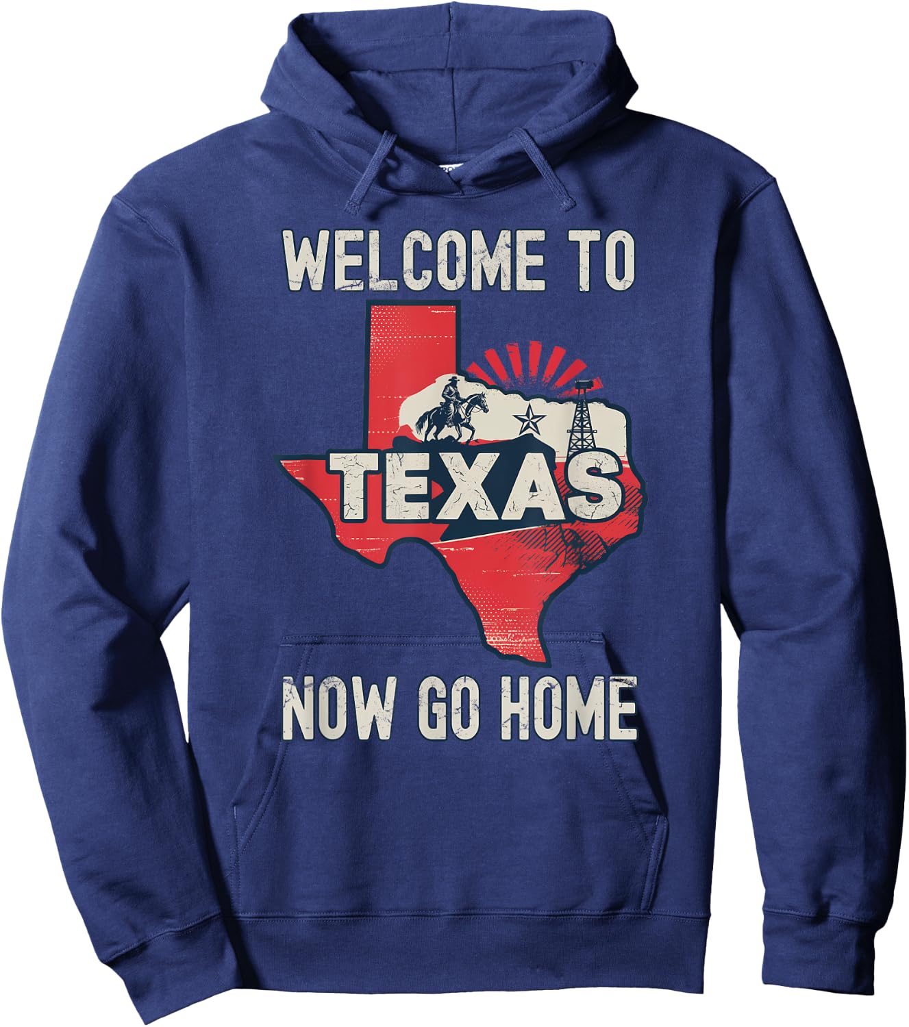 Funny Welcome To Texas Retro Design, Funny Texas Hoodie - Hoodie | Navy