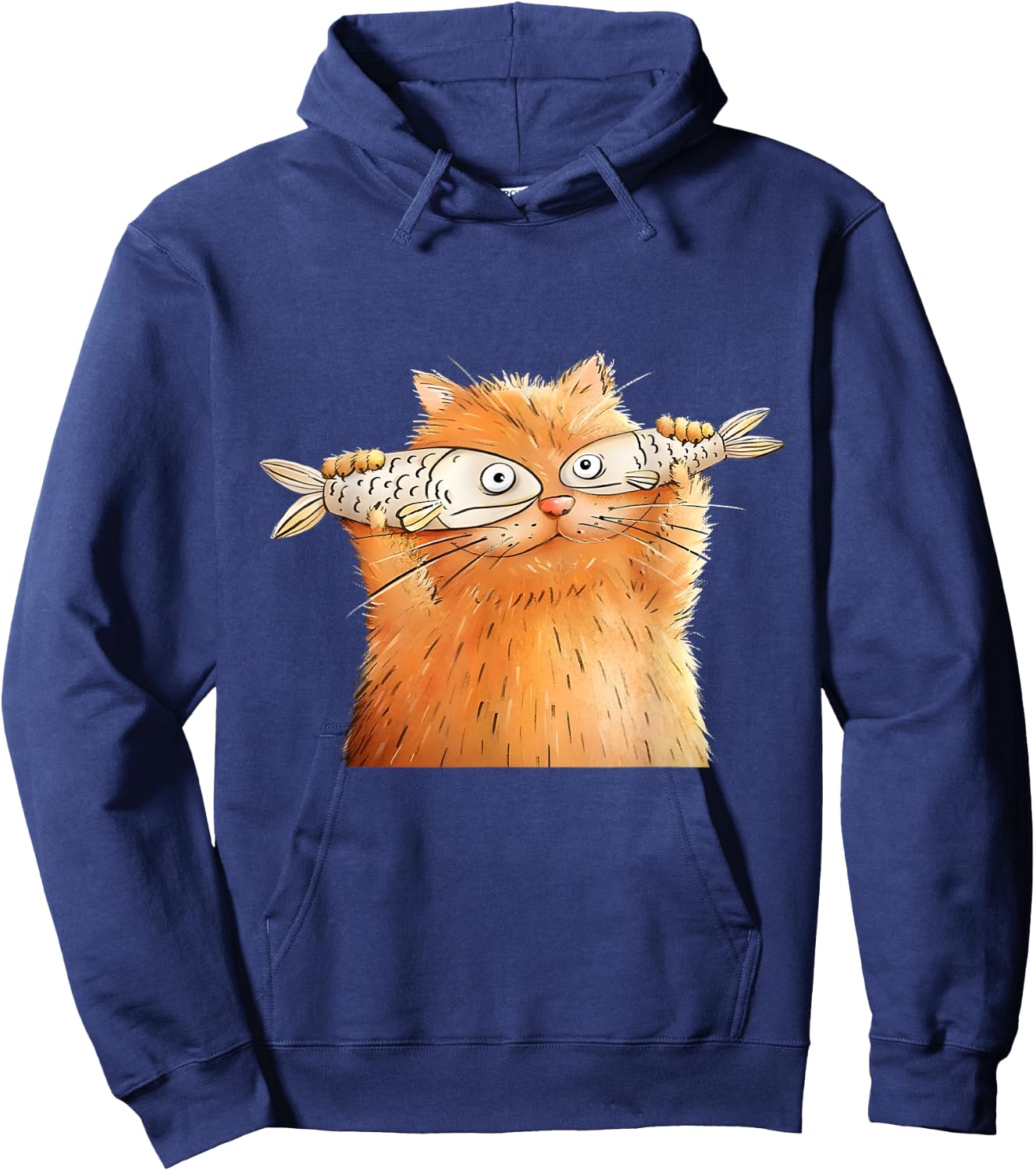 Retro Cute Cat Fish Art Eyes Fish Kitten Catfish Meow Funny Women Girls Kids Hoodie - Hoodie | Navy