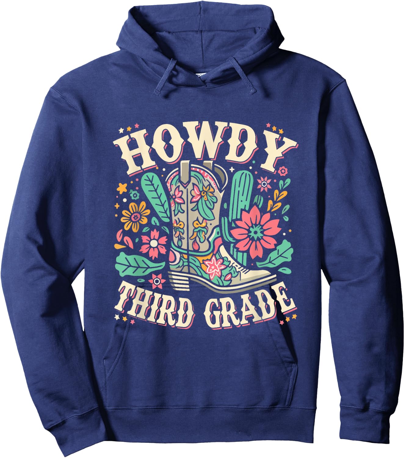 Western Howdy Third Grade Back To School 3rd Grade Teacher Hoodie - Hoodie | Navy