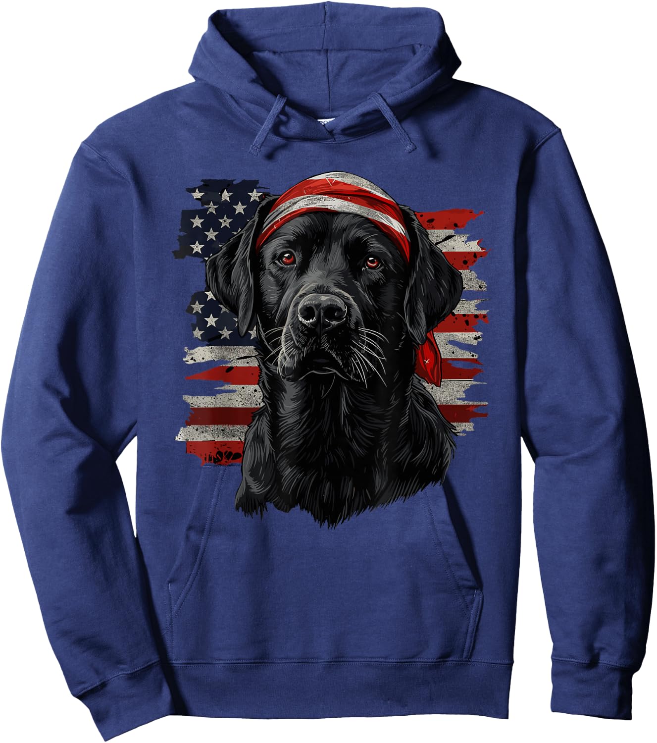 Black Labrador Patriotic Lab 4th Of July USA American Flag Hoodie - Hoodie | Navy