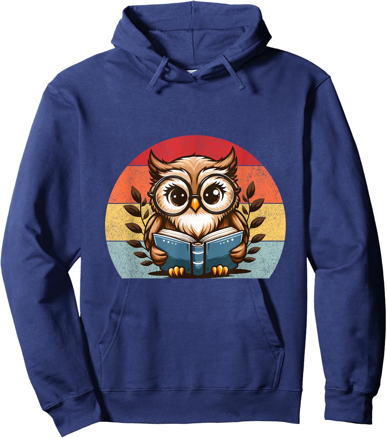 Funny Cute Owl reading a book teacher Owl Reads Book Hoodie - Hoodie | Navy