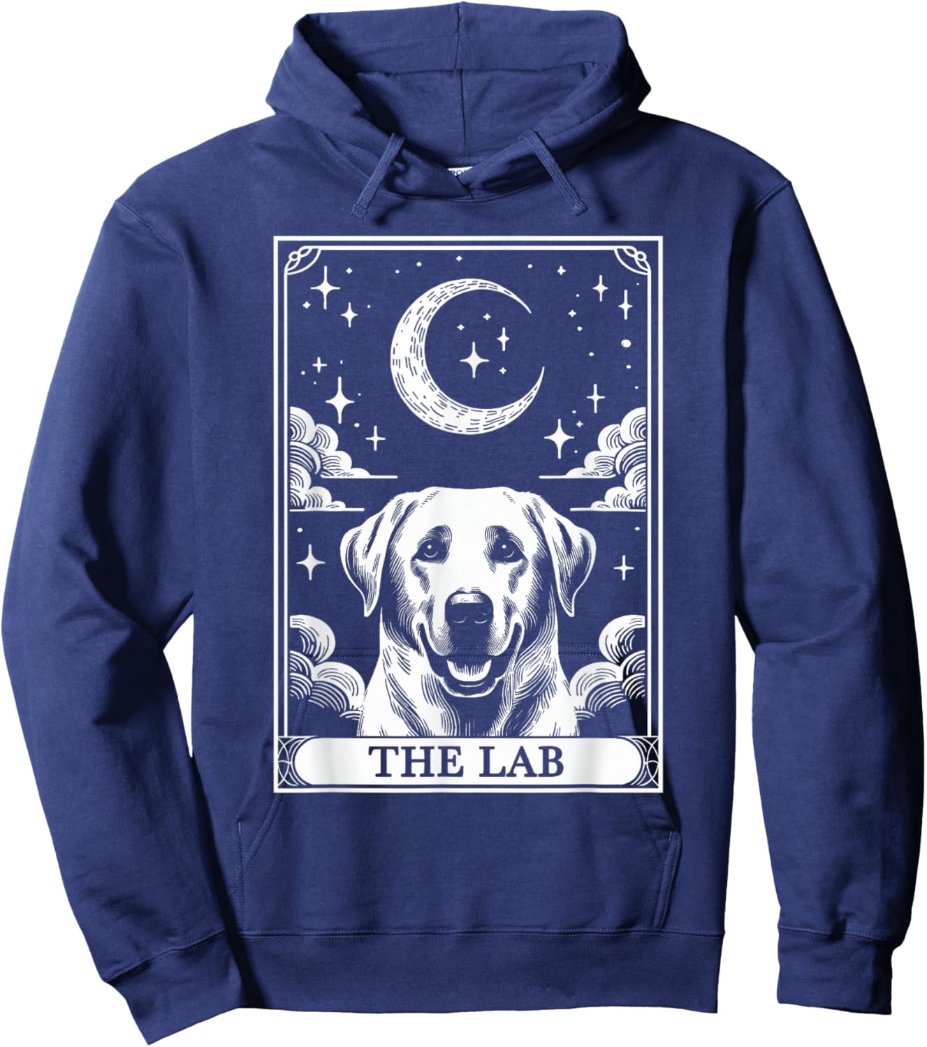 Tarot Card Vintage Crescent Moon Labrador Retriever Dog Mom Hoodie - Hoodie | Navy
