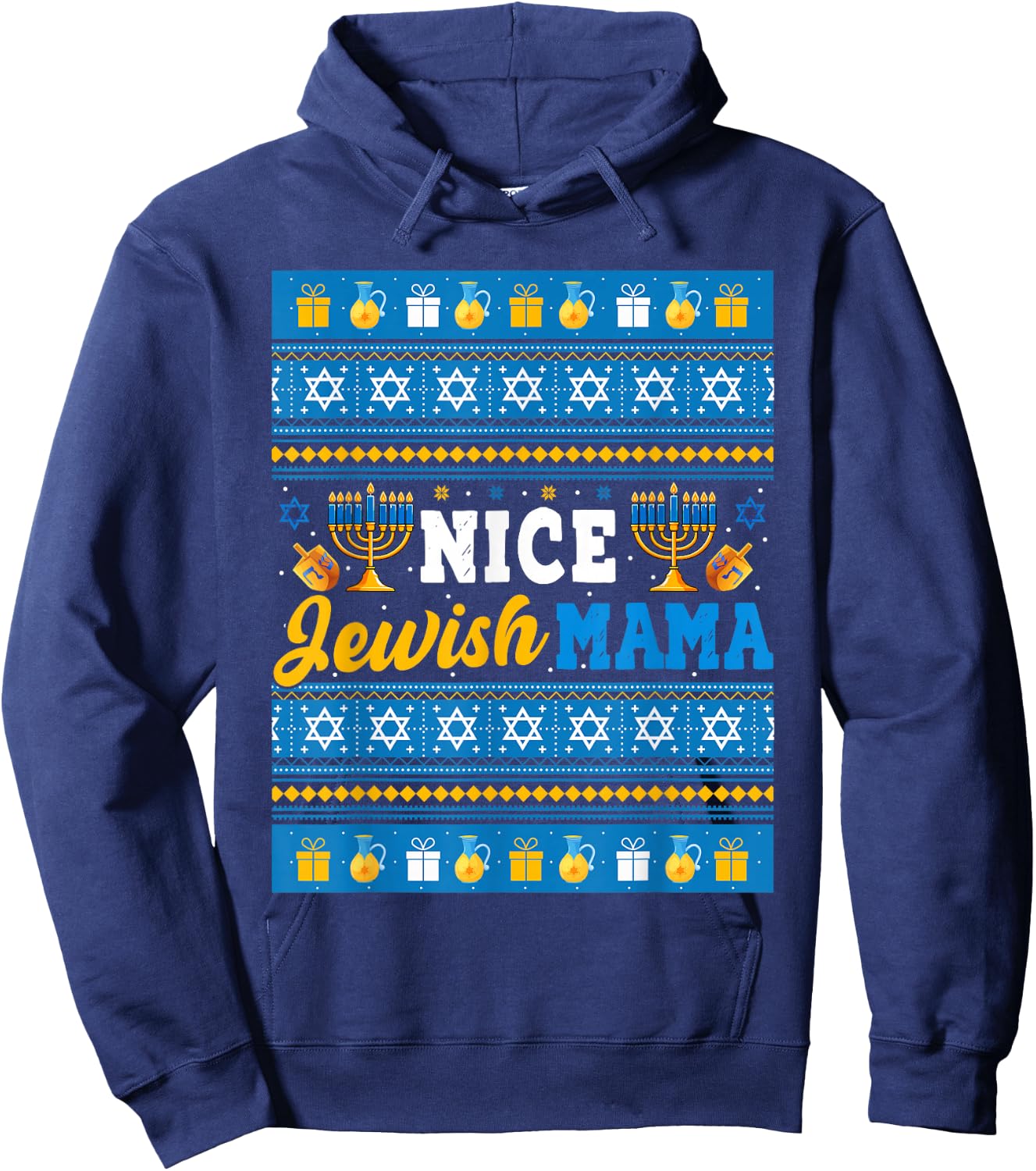 Nice Jewish Mama Hanukkah Menorah Dreidel Matching Family Hoodie - Hoodie | Navy
