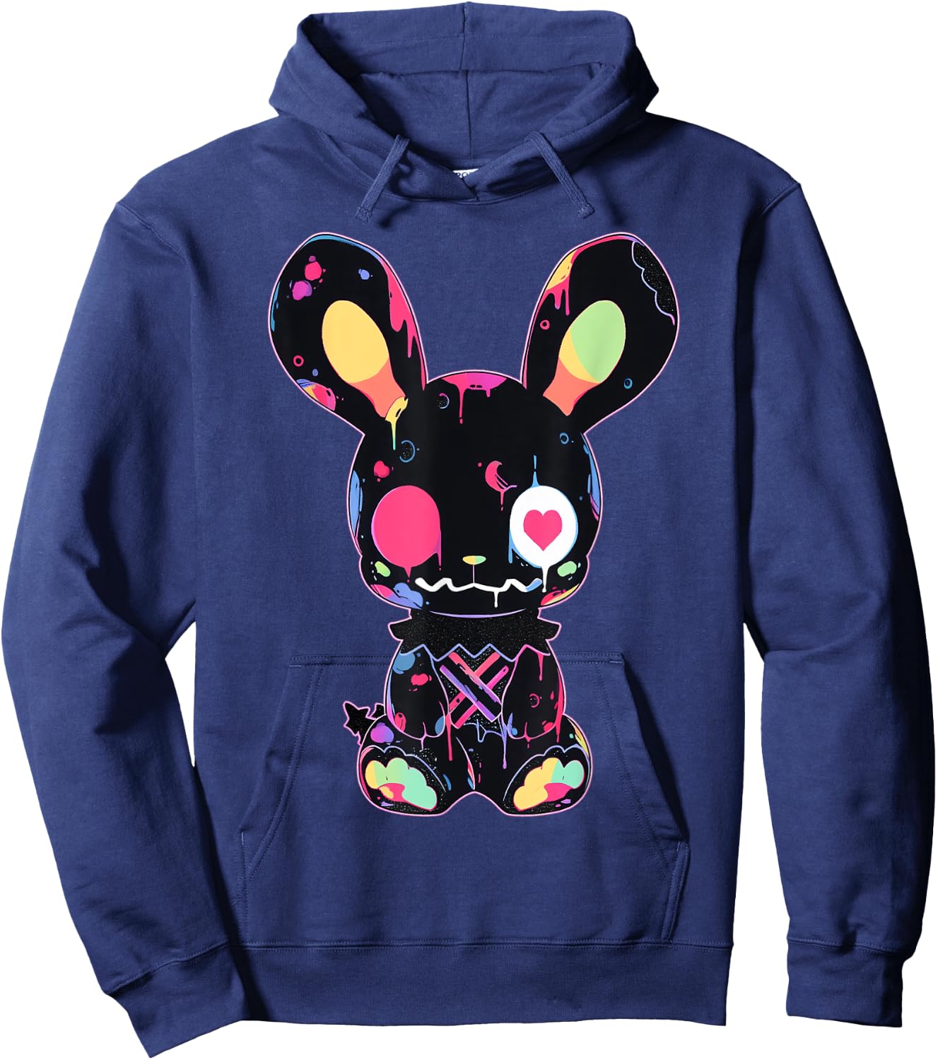 Goth Bunny Kawaii Rabbit Cute Gothic Outfit E-Girl Grunge Hoodie - Hoodie | Navy