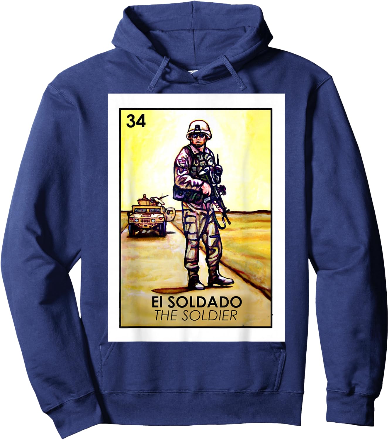 El Soldado Card Mexican Lottery Card Hoodie - Hoodie | Navy