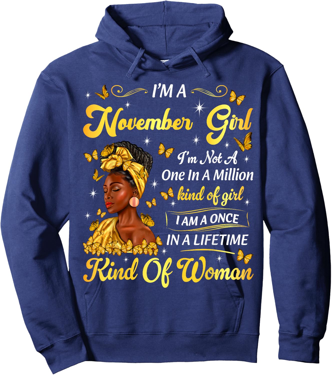 November Afro Girl African American Birthday Black Women Hoodie - Hoodie | Navy