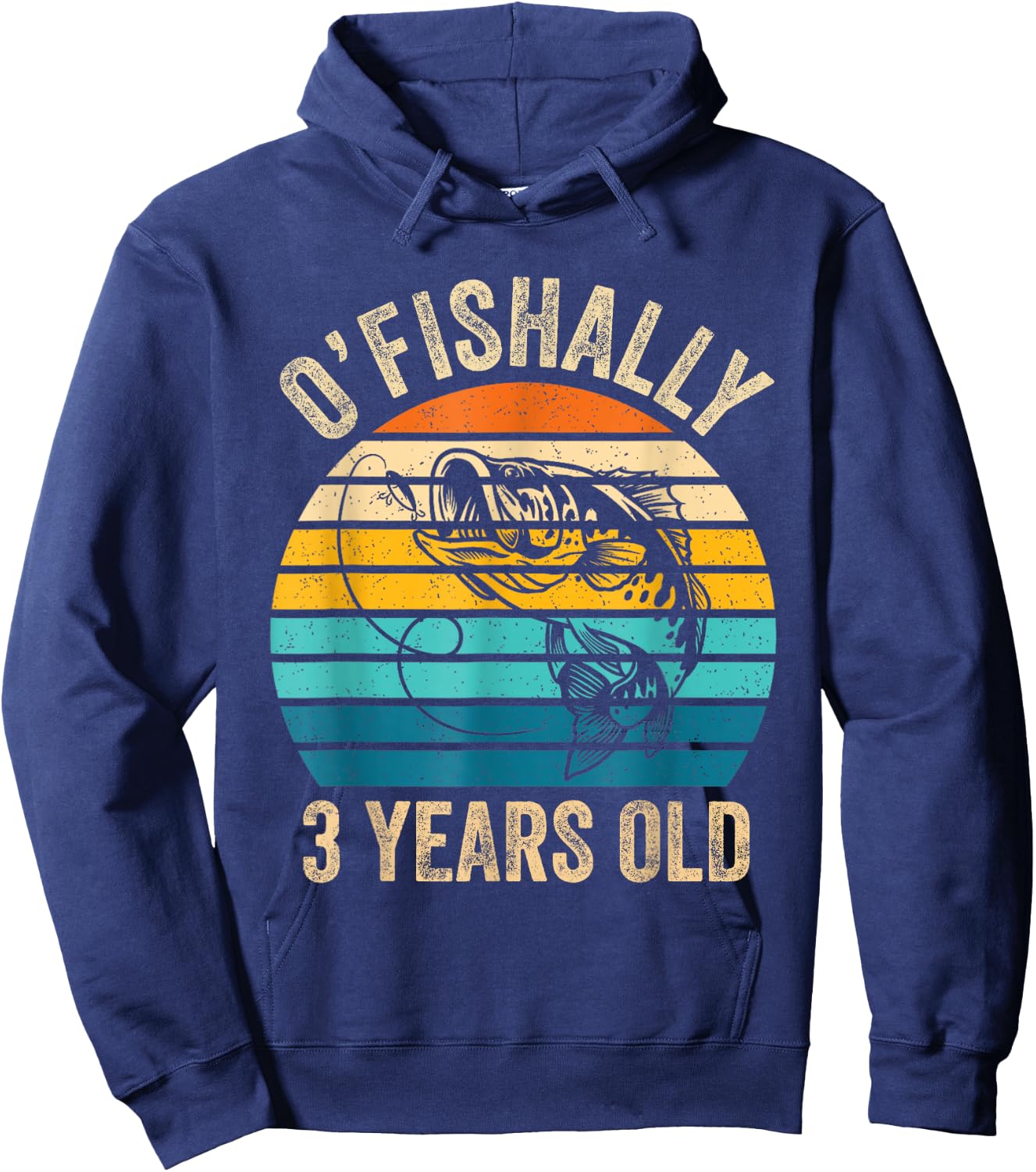Ofishally 3 Year Old Shirt 3rd Birthday Vintage Fishing Hoodie - Hoodie | Navy