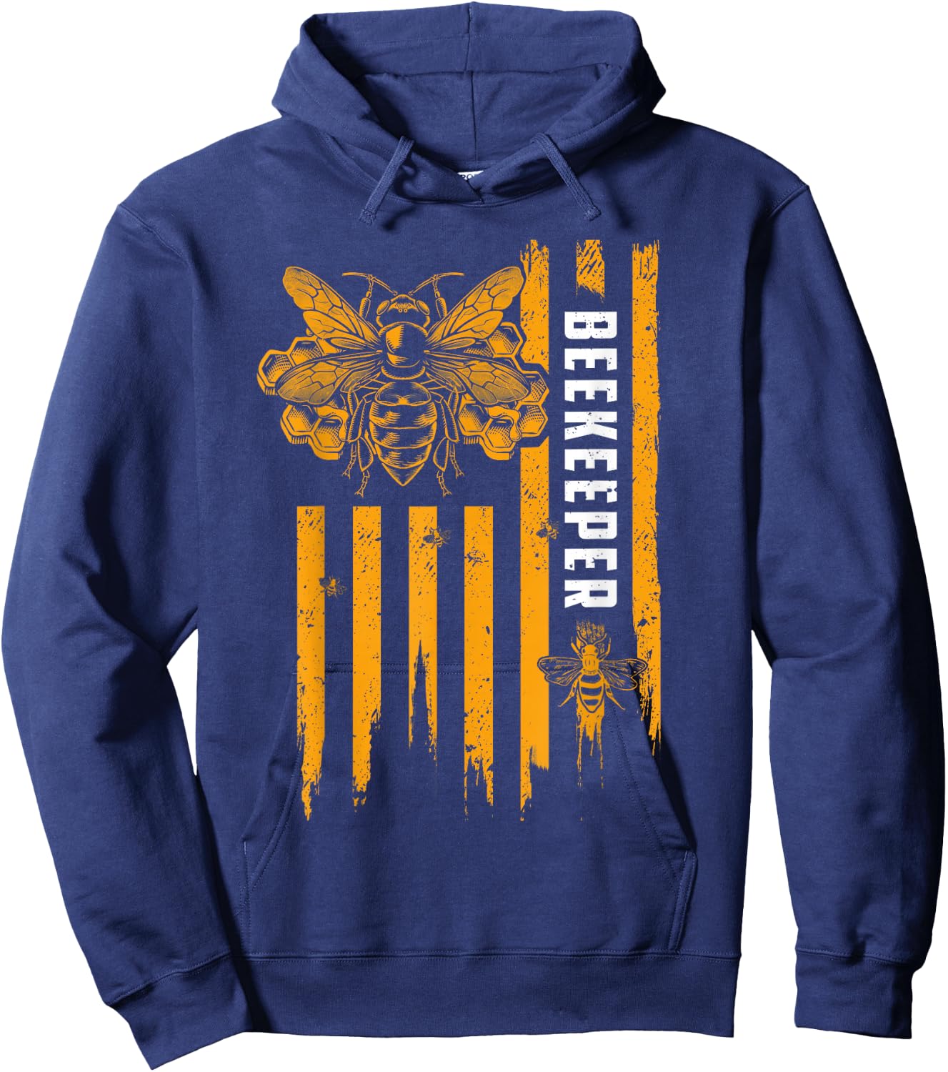 Beekeeping American Flag Honeycomb Honey Bees Beekeeper Hoodie - Hoodie | Navy
