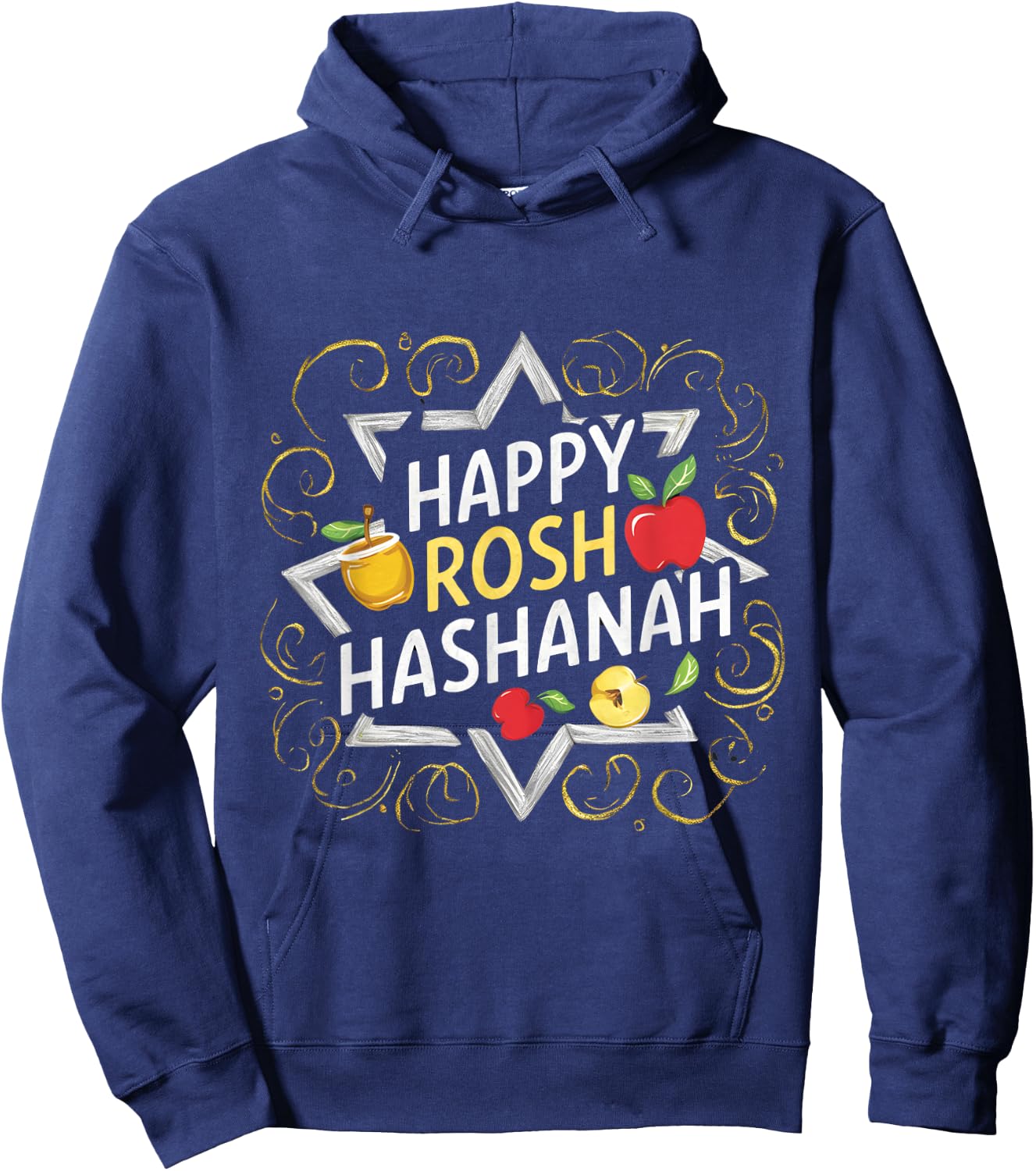 Happy Rosh Hashanah Festive Jewish Celebration Rosh Hashana Hoodie - Hoodie | Navy