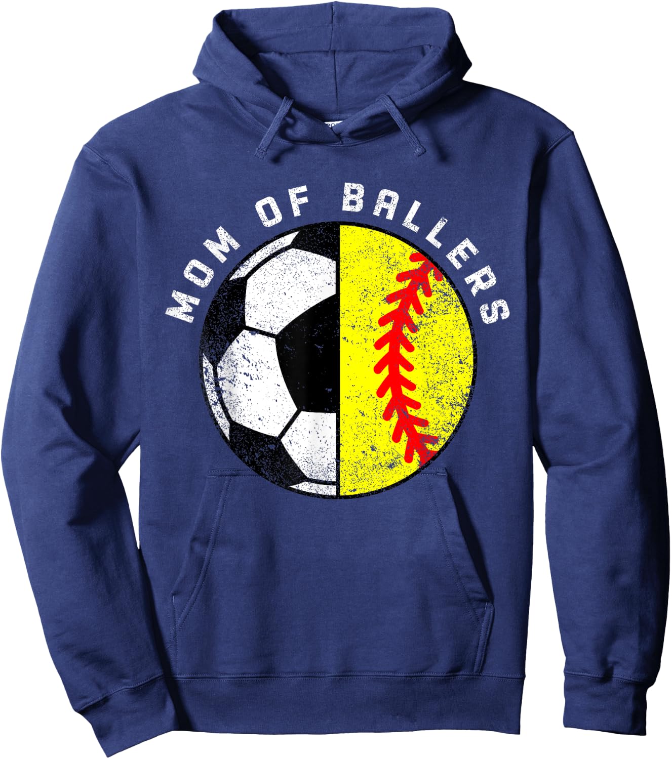 Mom Of Ballers Funny Soccer Softball Mom Hoodie - Hoodie | Navy