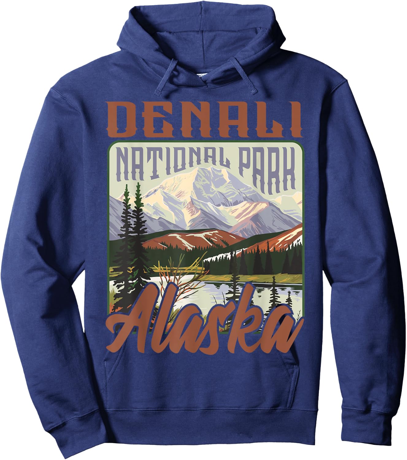 Denali USA National Park Vintage Alaska Outdoors Retro Hoodie - Hoodie | Navy