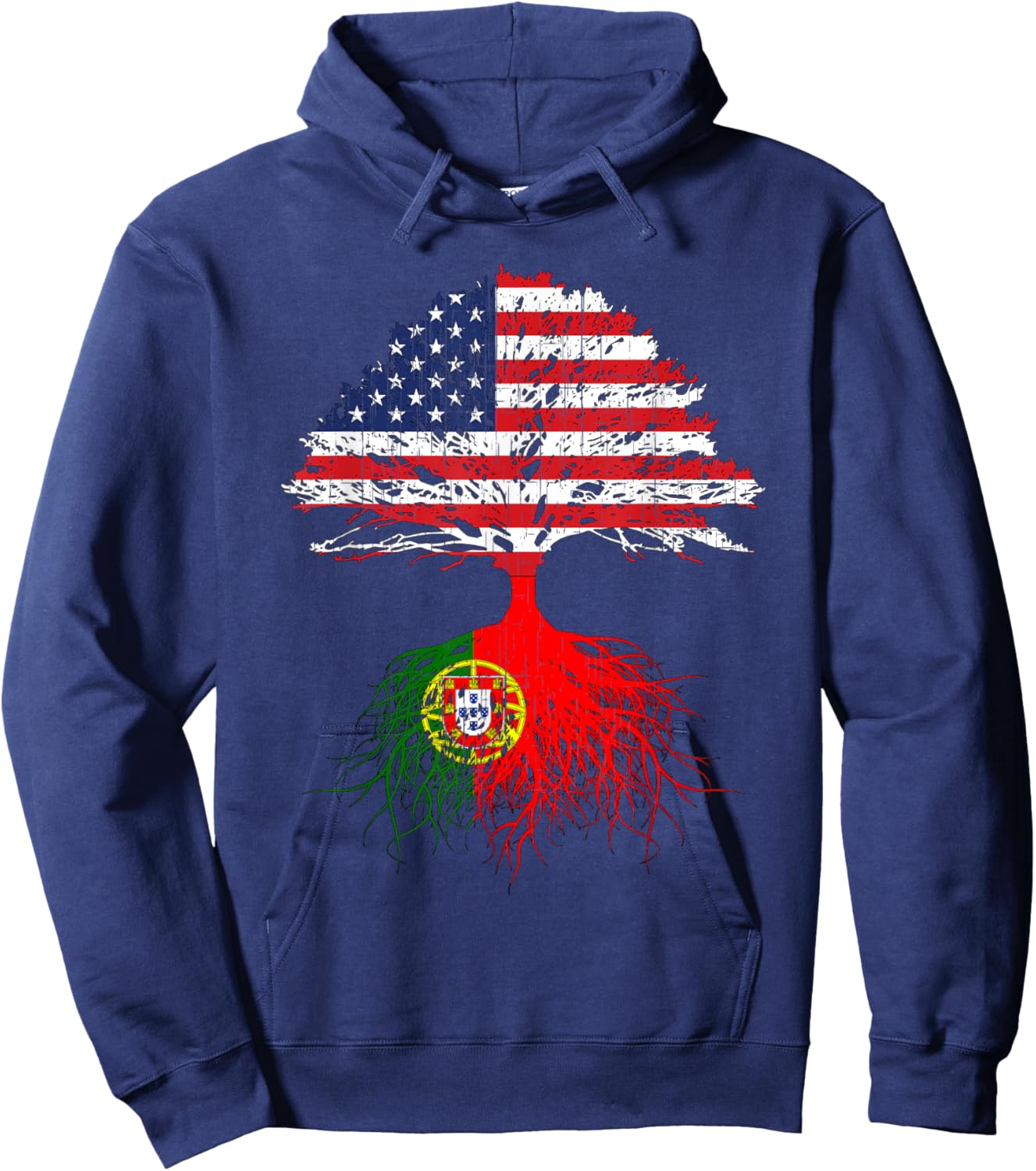 Portuguese Roots American Grown Portugal Flag Shirt Gift Hoodie - Hoodie | Navy