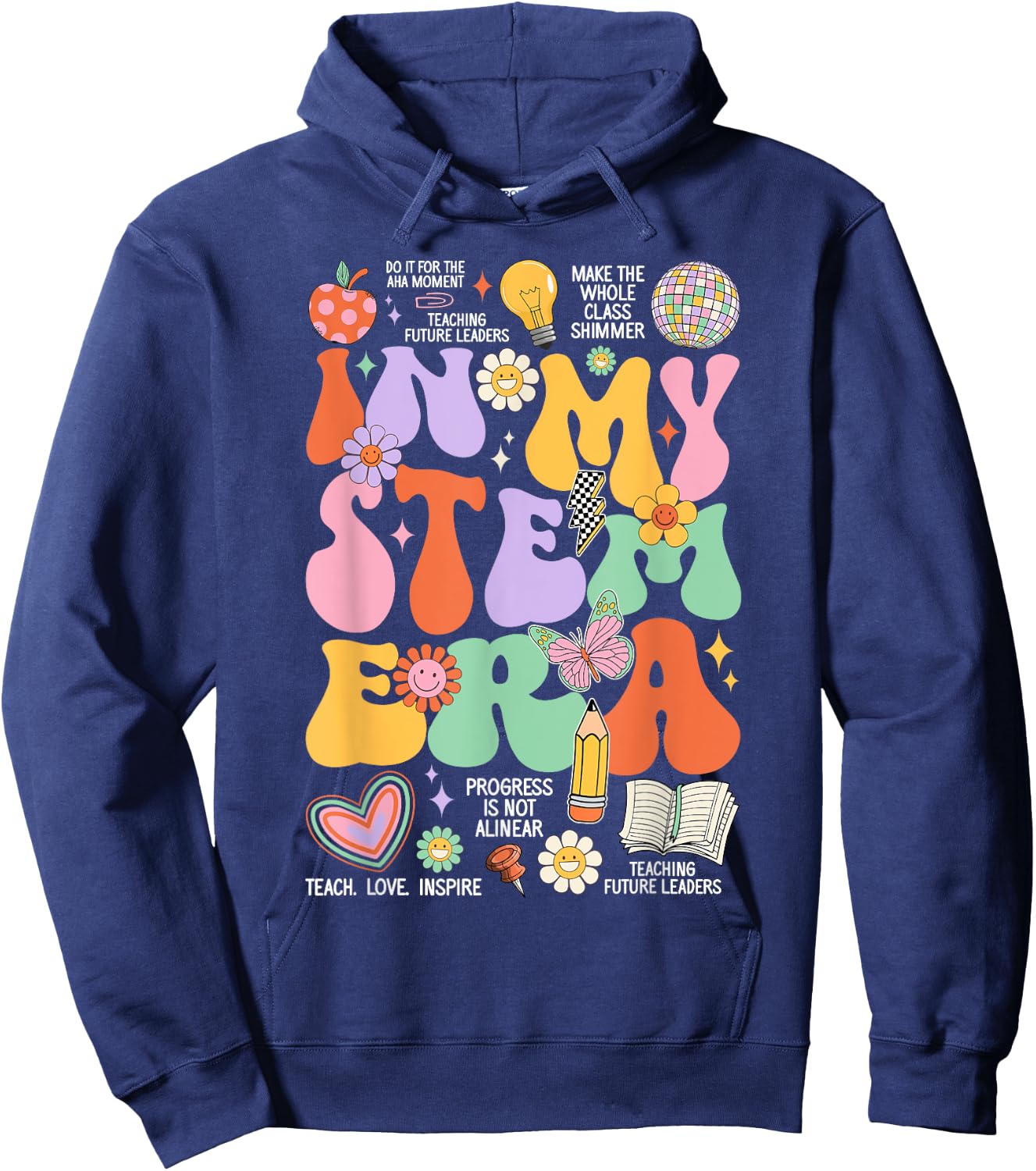 Retro Groovy In My STEM Era Student Teacher Back To School Women Kids Hoodie - Hoodie | Navy