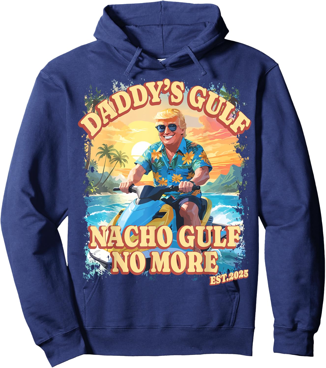 Nacho Gulf No More Funny Gulf 2025 Retro USA America Mexico Hoodie - Hoodie | Navy