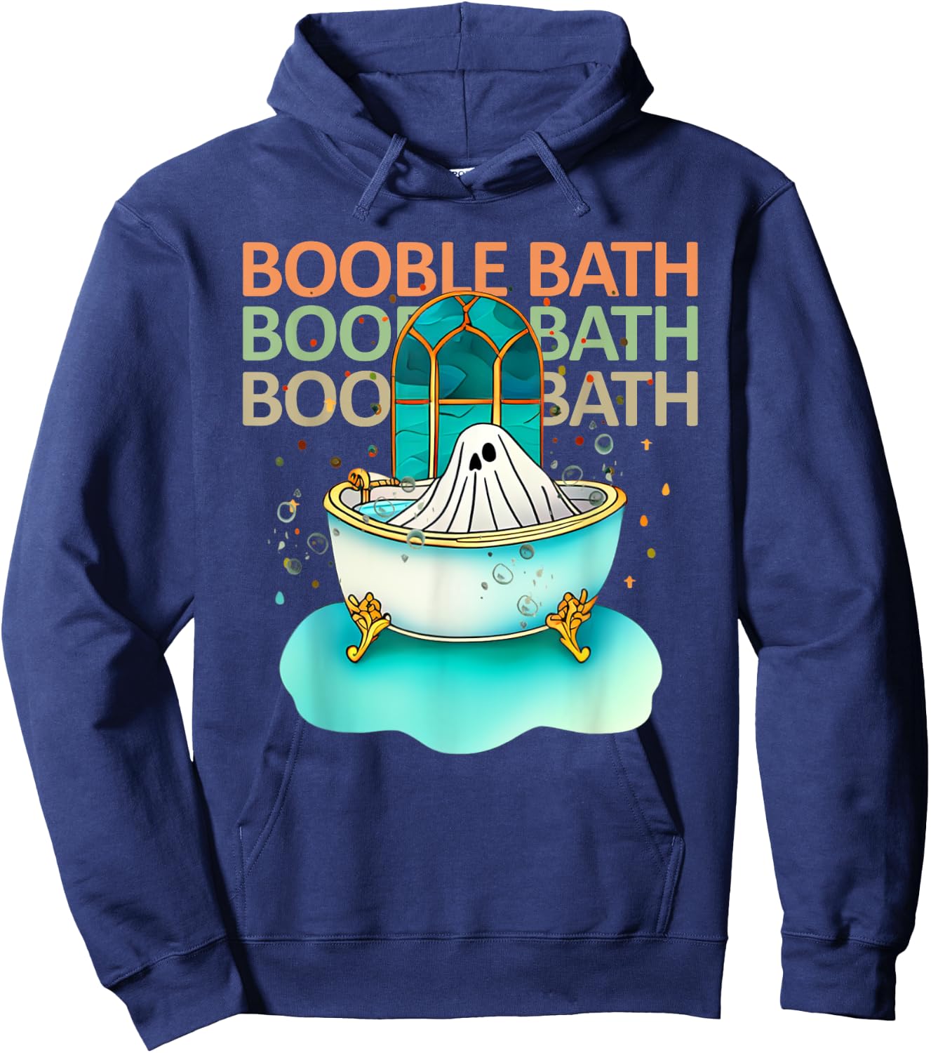 Ghost Bathtub Simple Halloween Costumes Cute Booble Bath Pun Hoodie - Hoodie | Navy