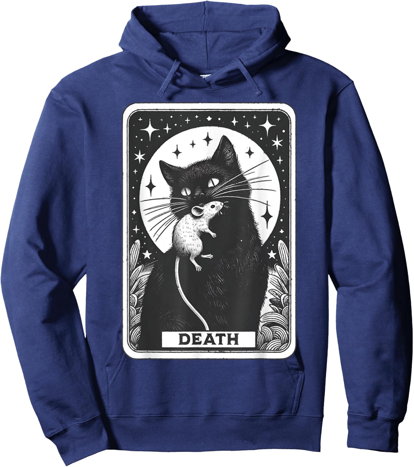 Graphic Cats Lover Moon Death Tarot Card The Cat With Mouse Men Women Girls Kids Hoodie - Hoodie | Navy