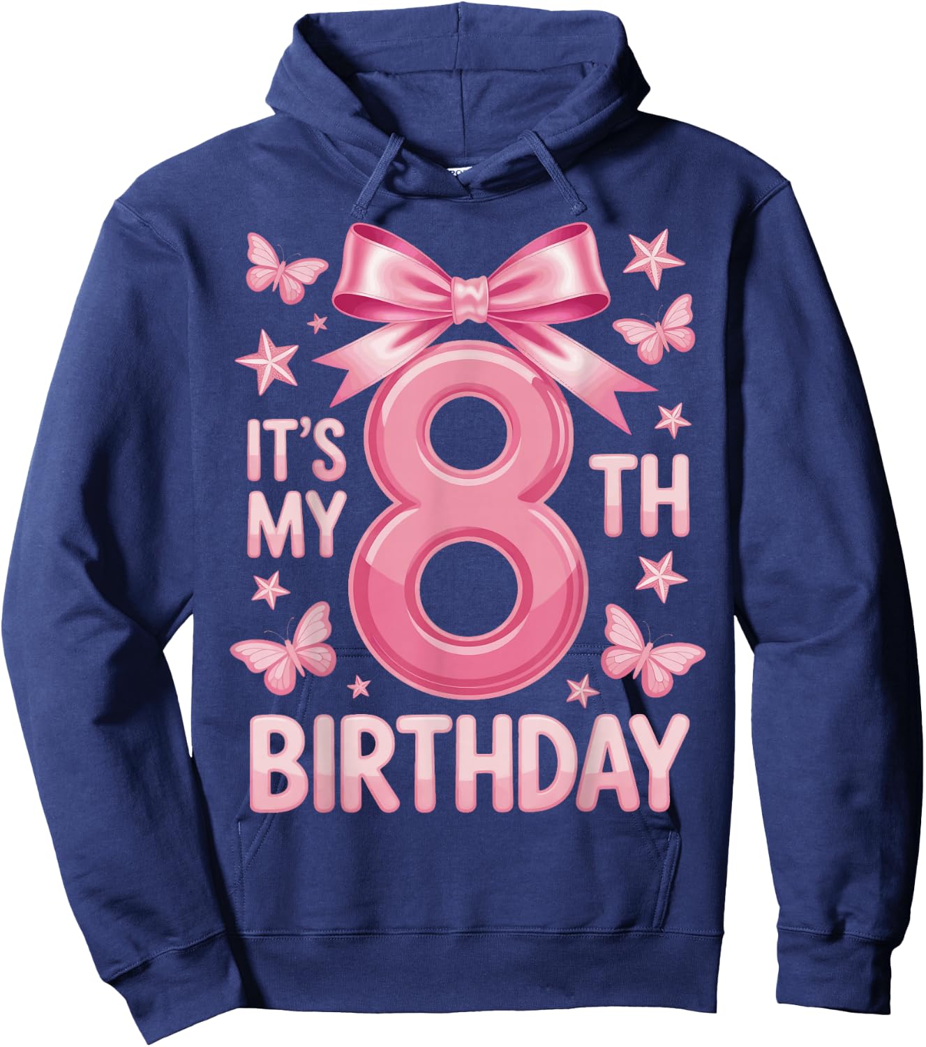 It's My 8th Birthday Girl Bow Princess Fantasy Party Hoodie - Hoodie | Navy