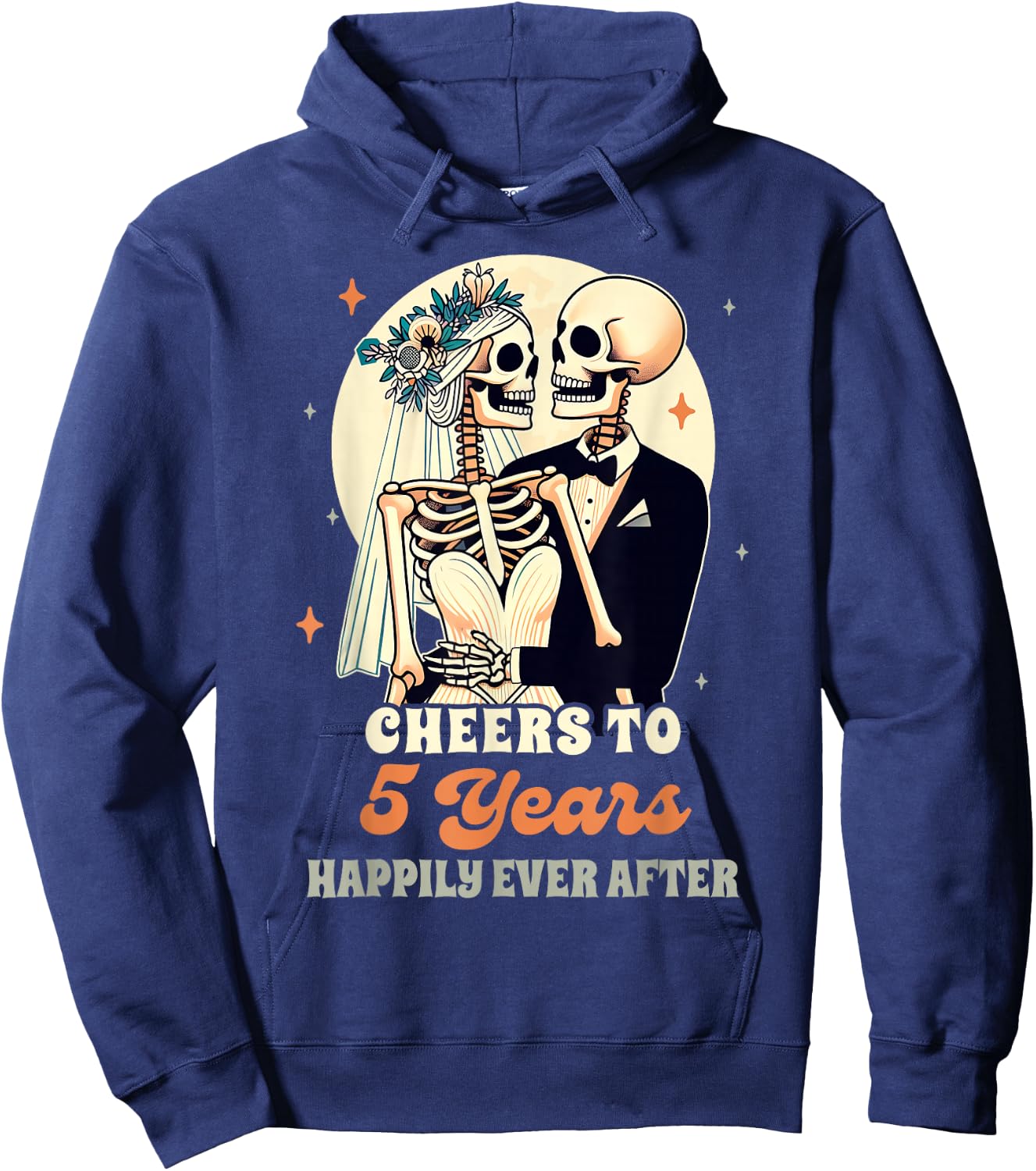 5th Wedding Anniversary Cheers To 5 Years Happily After Hoodie - Hoodie | Navy