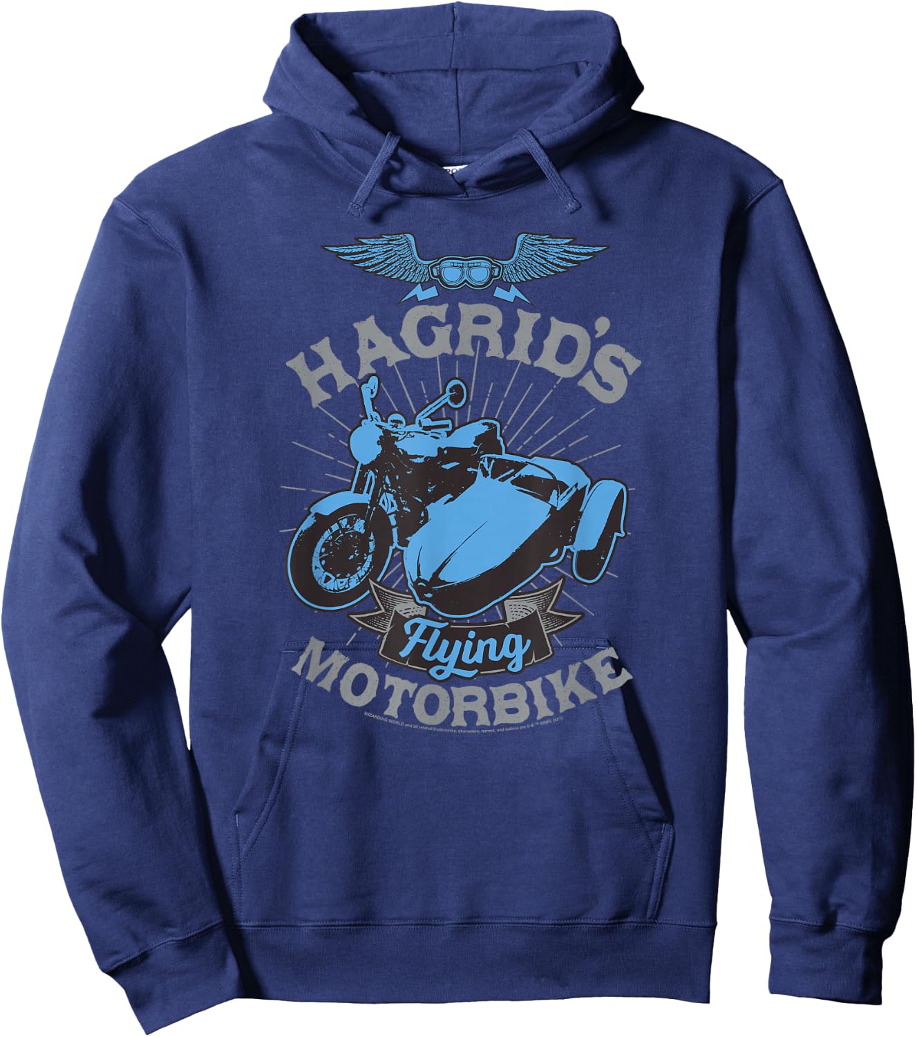 Popfunk Harry Potter Hagrid's Flying Motorbike -Adults Black Small Short Sleeve Hoodie - Hoodie | Navy