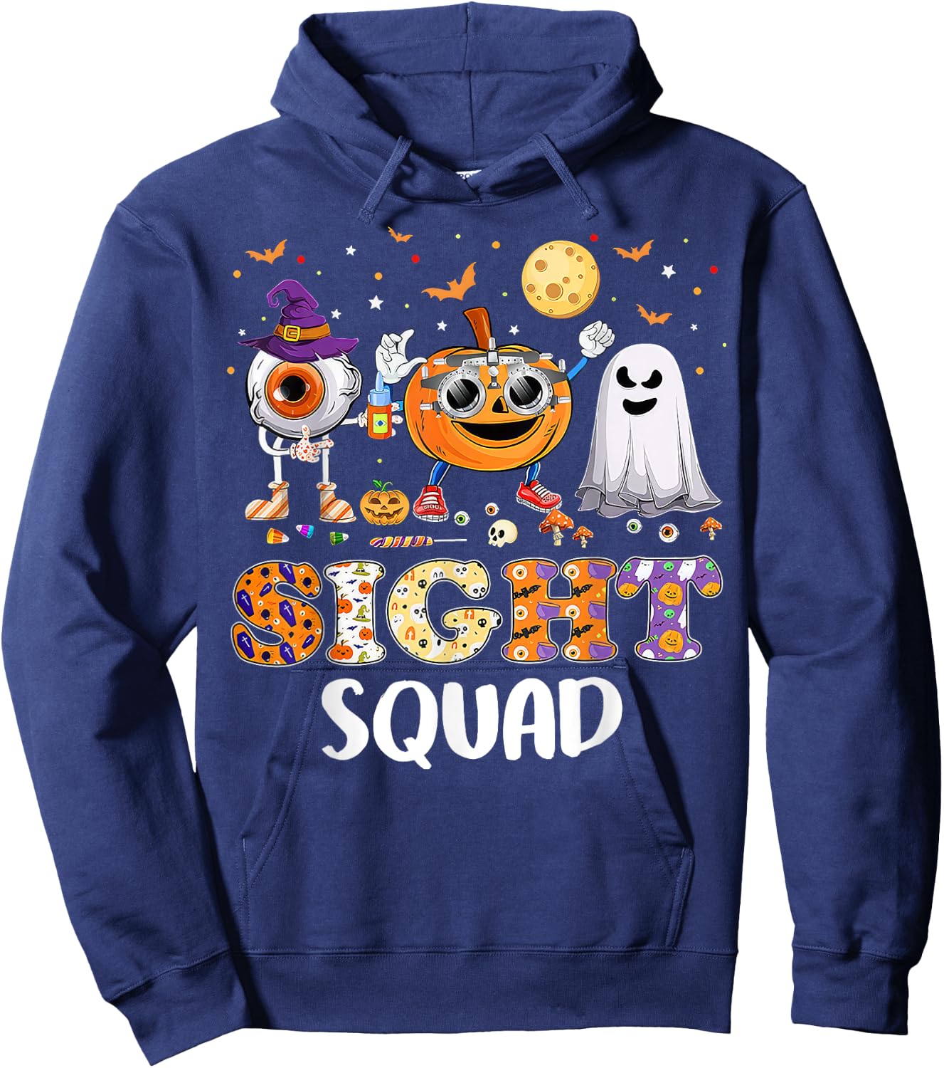 Optometrist Sight Squad Pumpkin Ghost Halloween Costume Hoodie - Hoodie | Navy