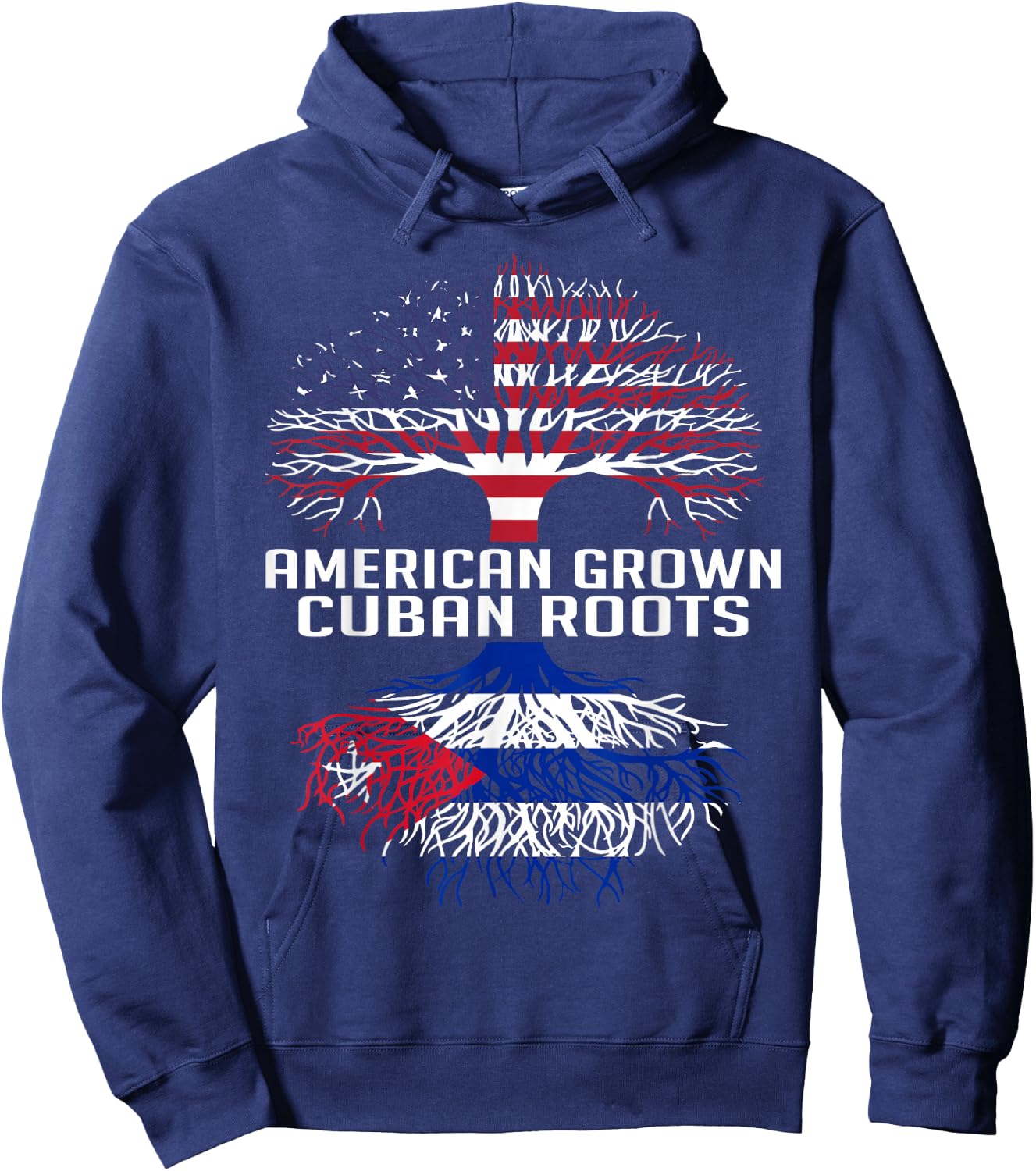 American Grown Cuban Roots Proud Cuban Roots Cuba Flag Hoodie - Hoodie | Navy