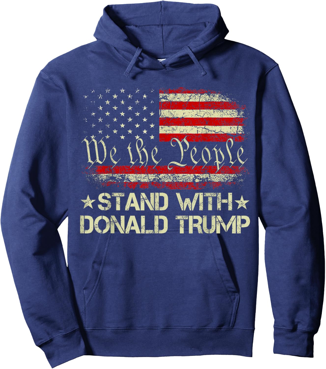I Stand With Donald Trump Support Pro Trump American Flag Women Men Hoodie - Hoodie | Navy