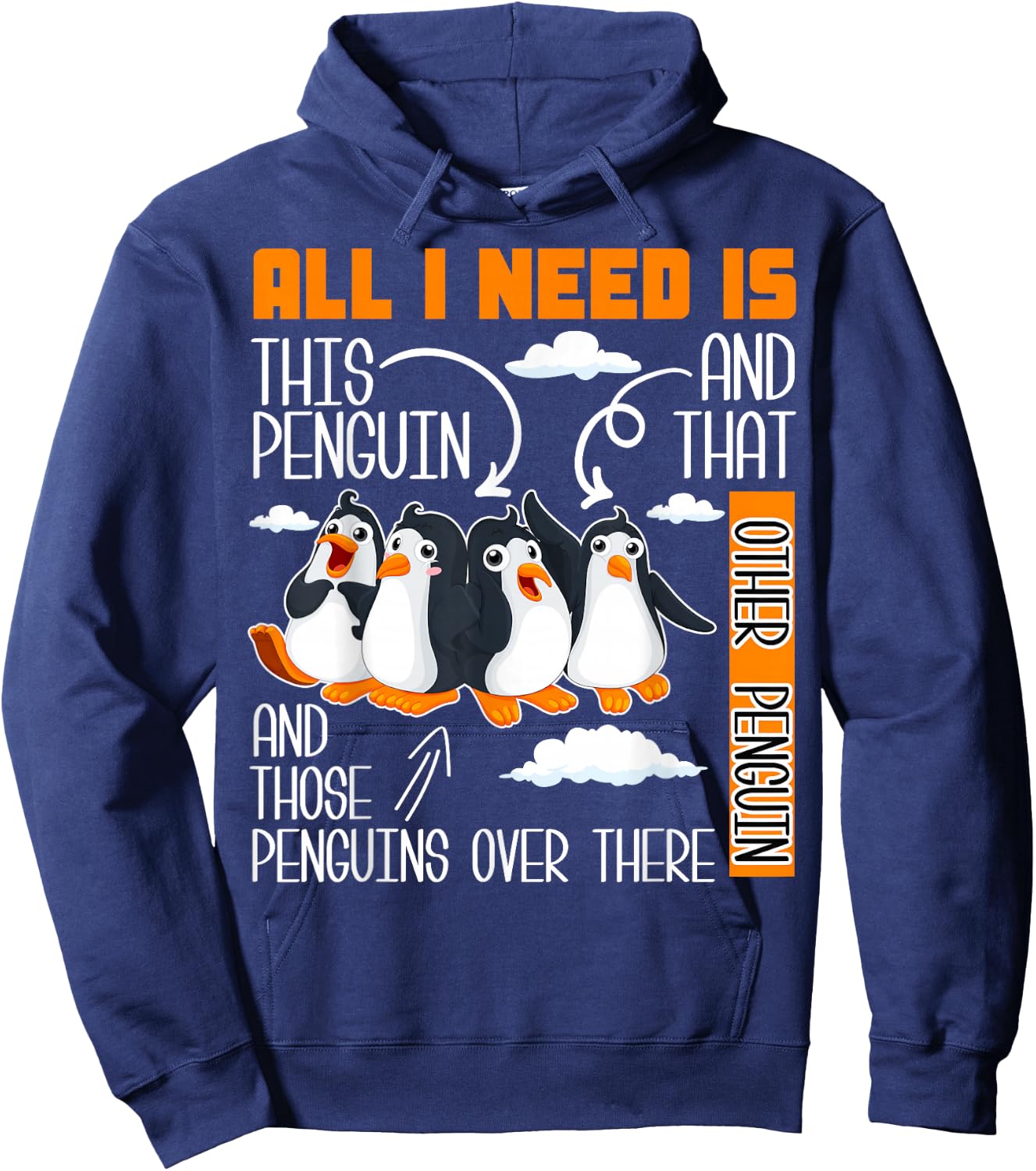 All I Need is This Penguin and That Other Penguin Cute Small Hoodie - Hoodie | Navy