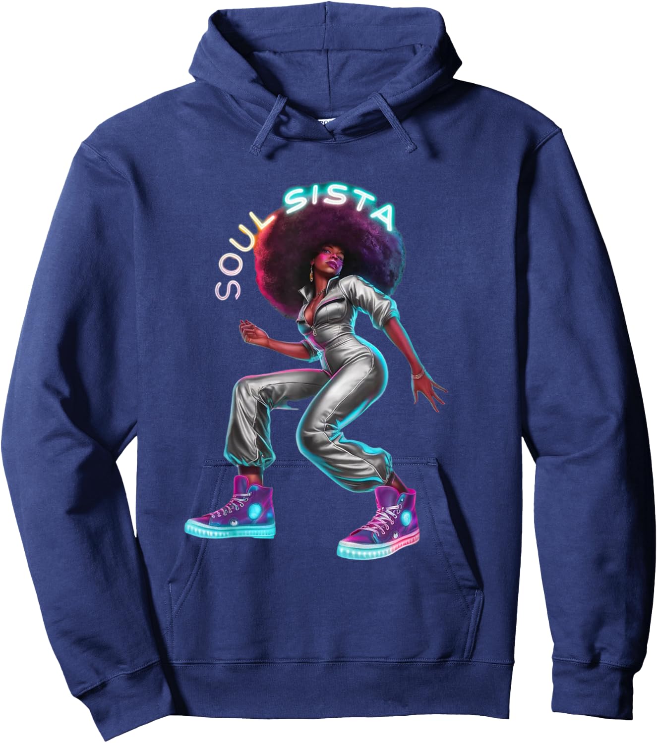 Artsy Funk Shirt Vintage 70s Costume Afro Soul Music Hoodie - Hoodie | Navy