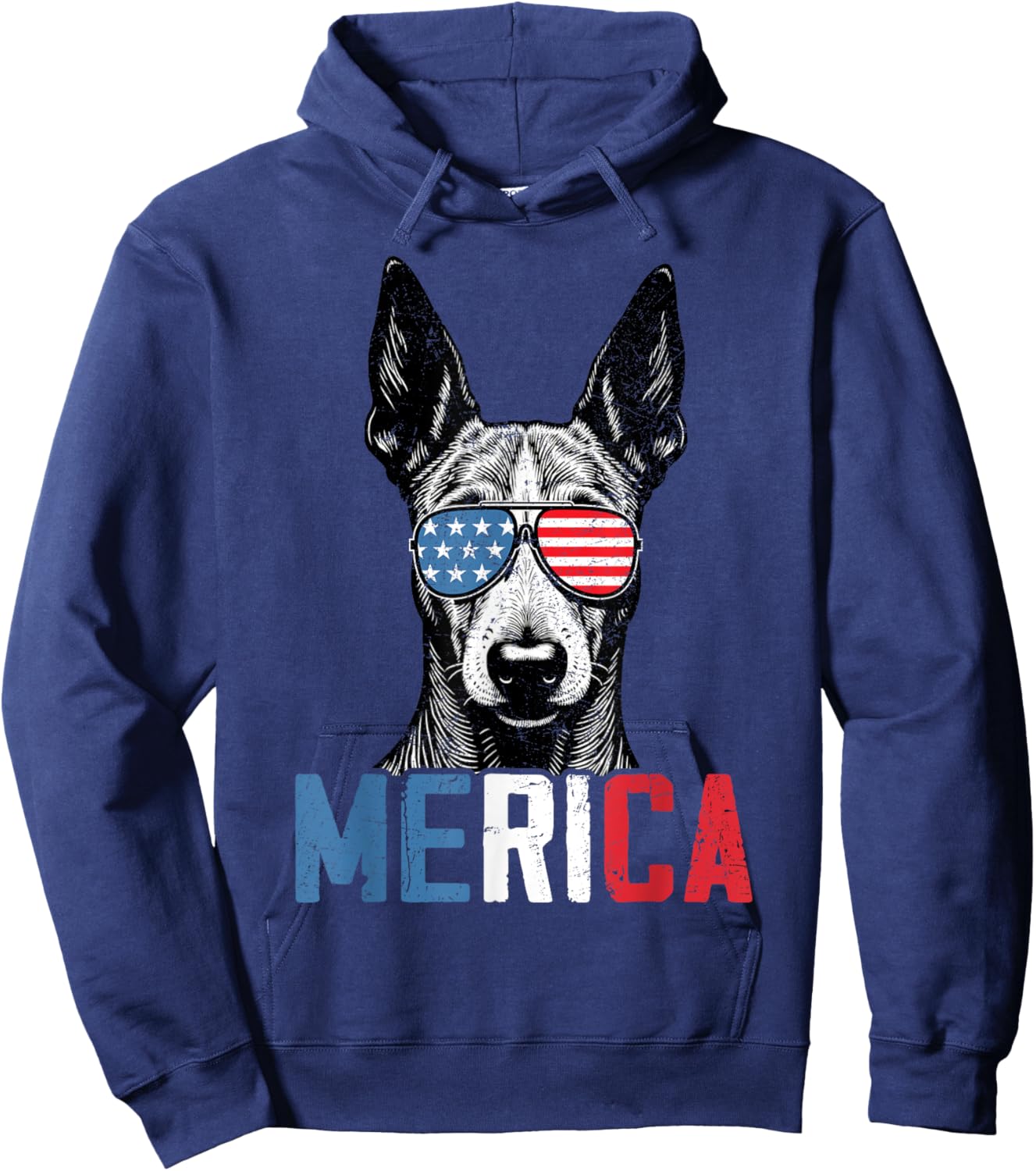 Patriotic American Hairless Terrier Dog Merica 4th Of July Women Kids Hoodie - Hoodie | Navy