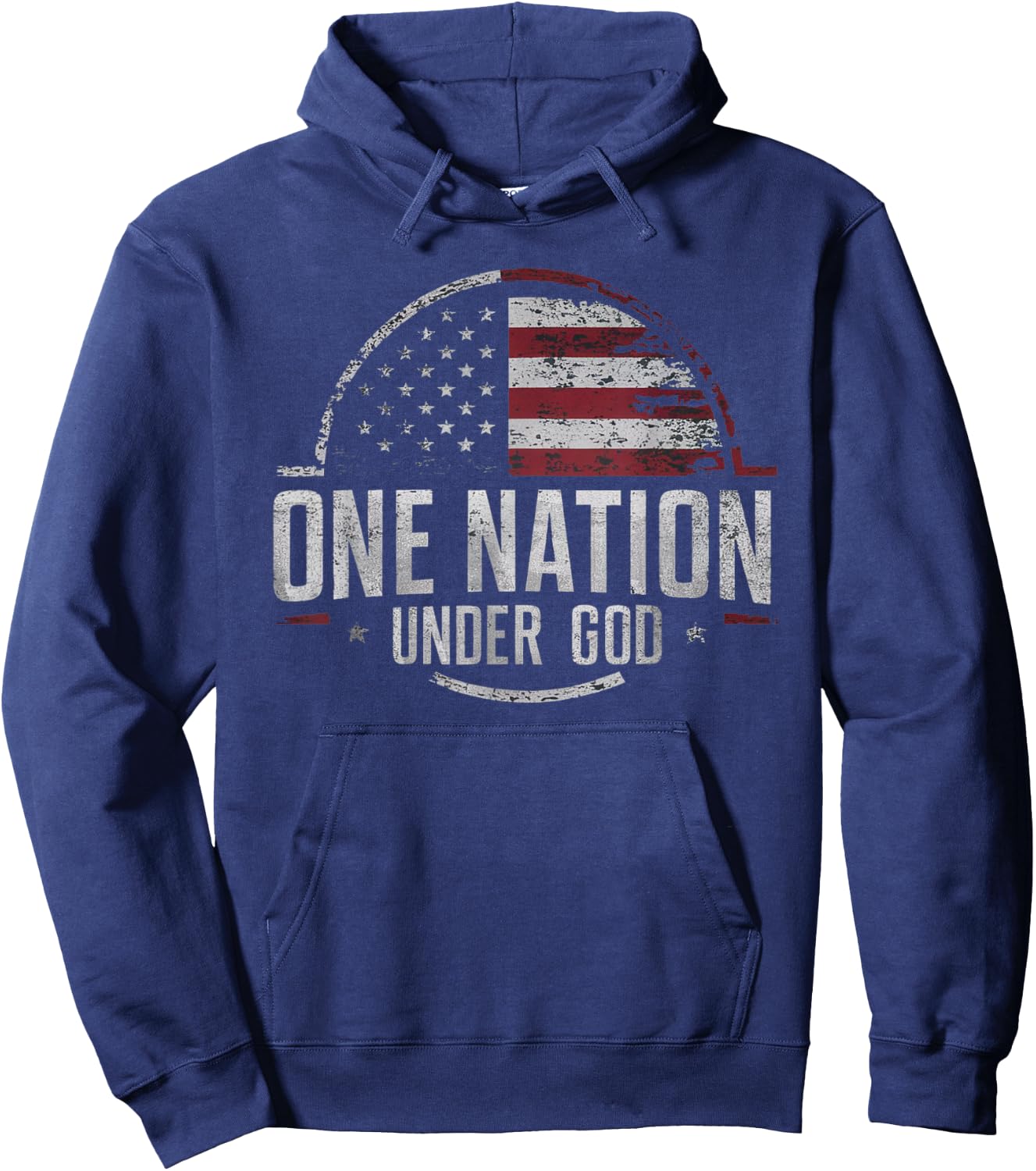 Patriotic One Nation Under God American Flag Design Men Hoodie - Hoodie | Navy