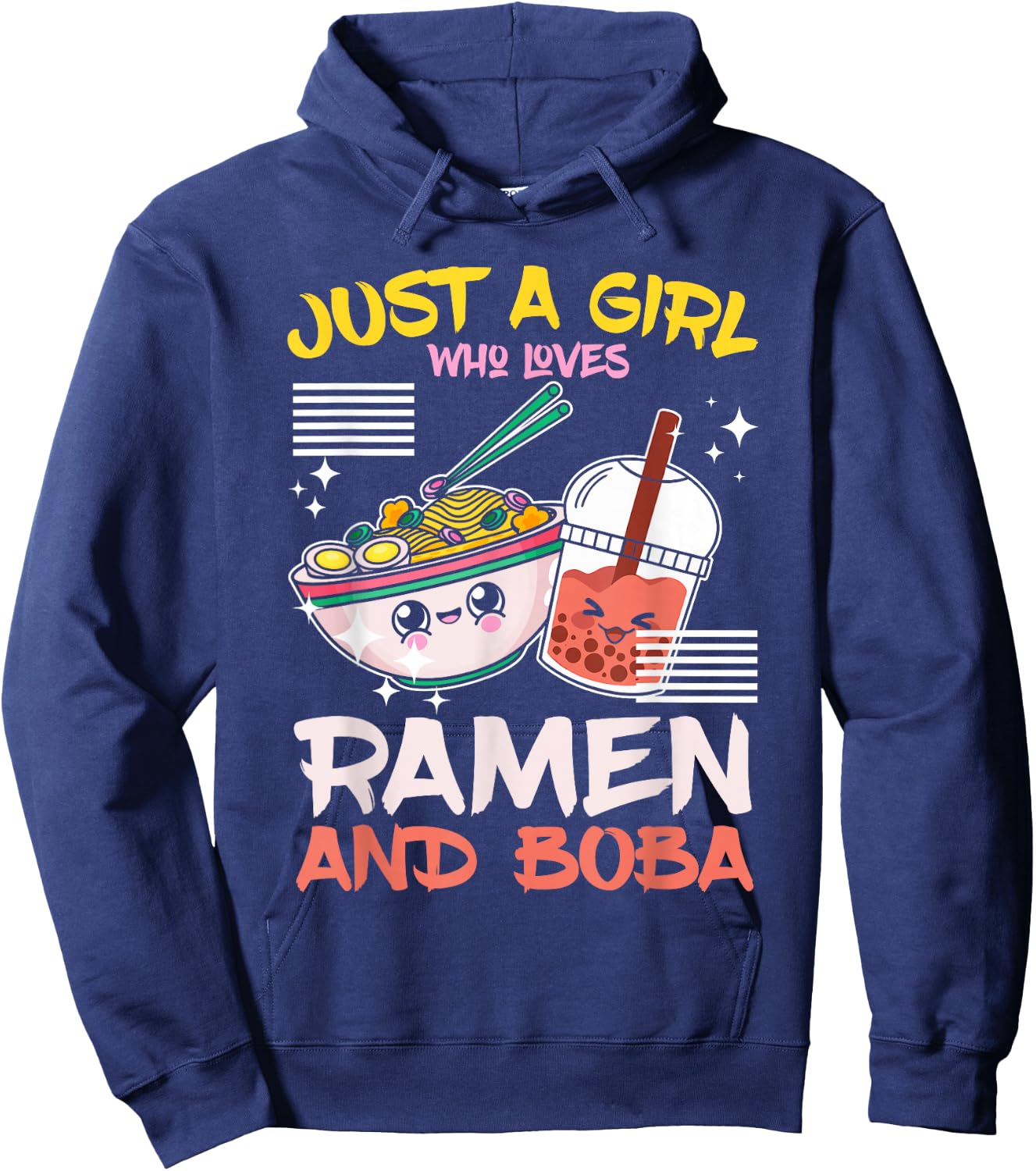 Just A Girl Who Loves Ramen And Boba Bubble Tea Japanese Hoodie - Hoodie | Navy