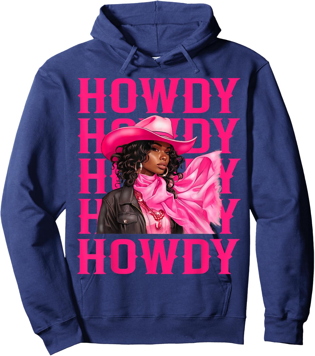 Howdy Western Cowgirl African American Black Women Girls Hoodie - Hoodie | Navy