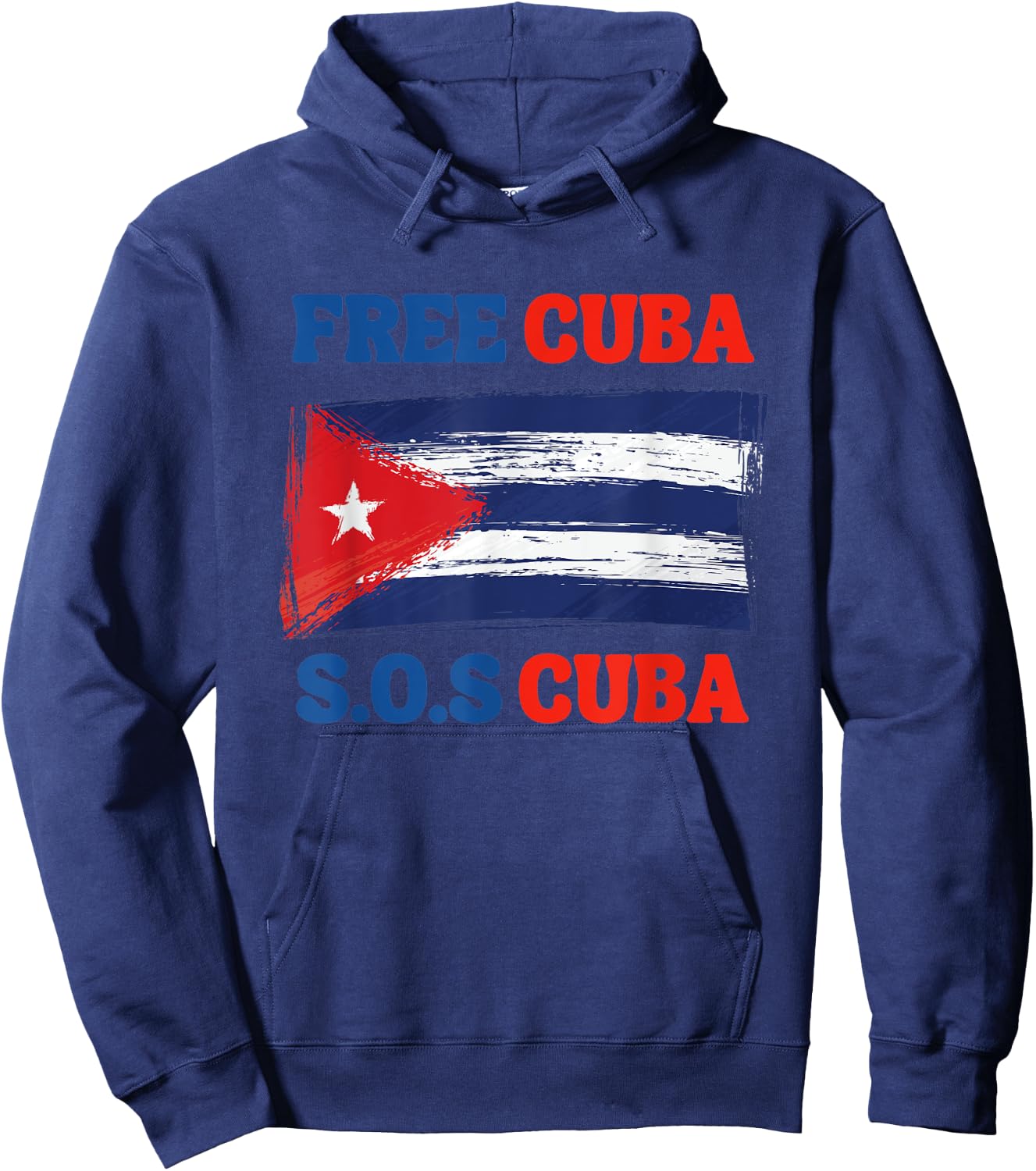 SOS Cuba, Free_Cuba_Shirt, Cuba Pride, Nuestra Cuba Hoodie - Hoodie | Navy
