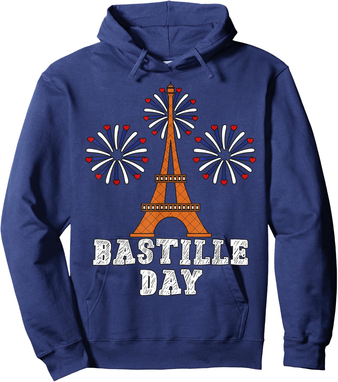 Bastille Day French Flag Eiffel Tower Firecracker 14th July Hoodie - Hoodie | Navy