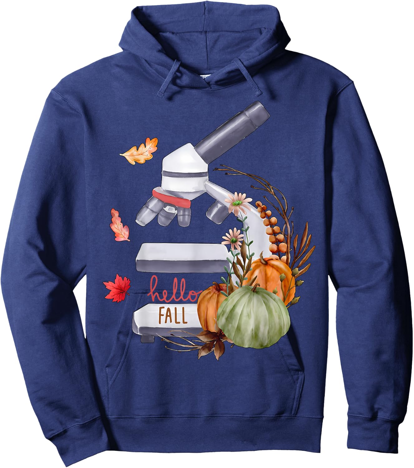Microscope Flower Pumpkin Microbiology Biology Thanksgiving Hoodie - Hoodie | Navy