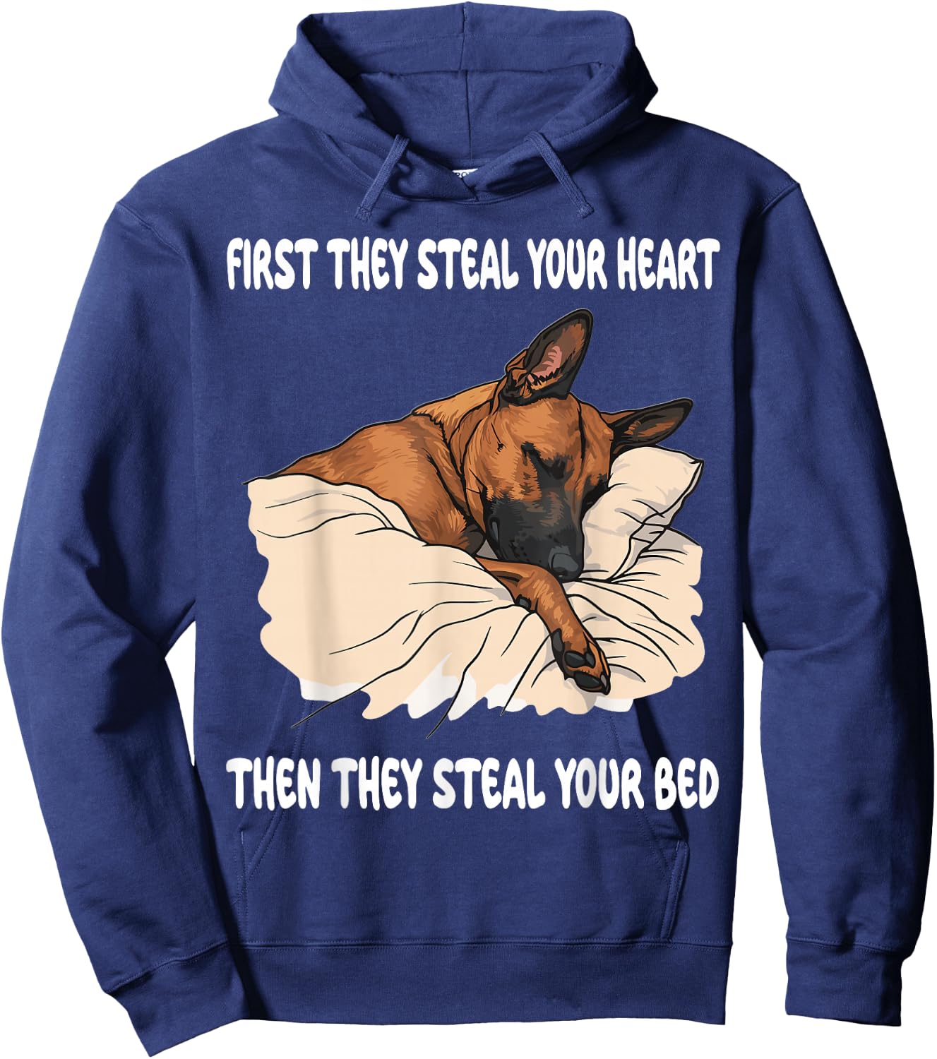 Belgian Malinois Sleeping Pajamas Nightgown Hoodie - Hoodie | Navy