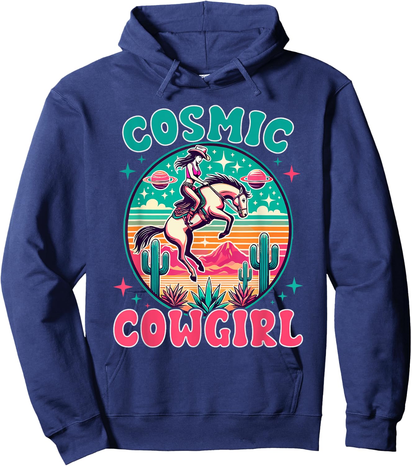 Cosmic Cowgirl Outfit Space Costume Galactic Western Riding Hoodie - Hoodie | Navy