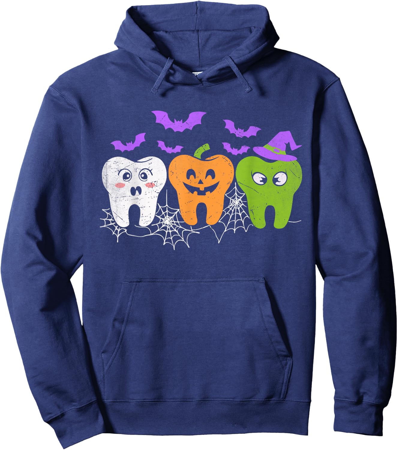 Teeth Ghost Pumpkin Witch Cute Dental Halloween Dentist Hoodie - Hoodie | Navy