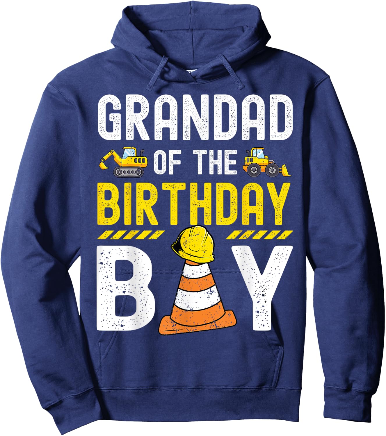 Grandad Of The Birthday Boy Construction Worker Bday Hoodie - Hoodie | Navy