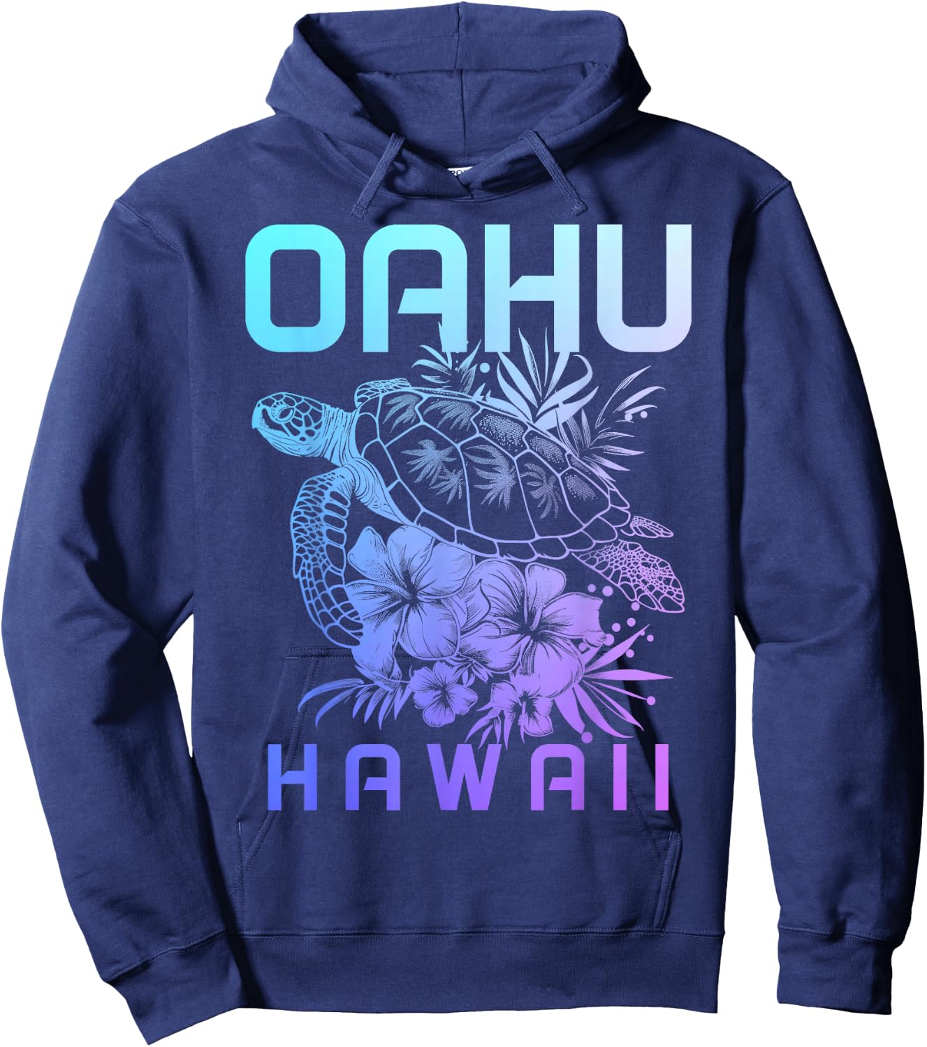 Oahu Hawaii Sea Turtle Hawaiian Surfer Souvenir Hoodie - Hoodie | Navy