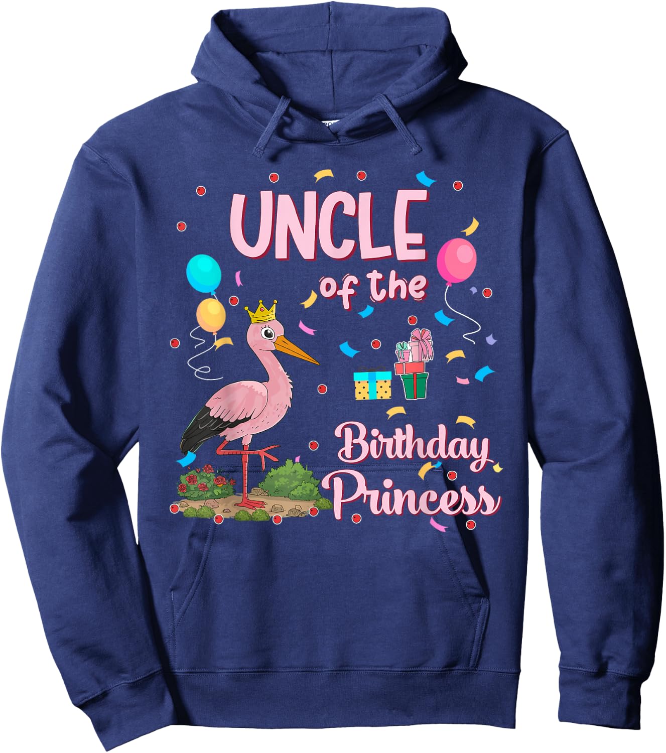 Uncle of the Birthday Princess Pink Flamingo Party Squad Hoodie - Hoodie | Navy