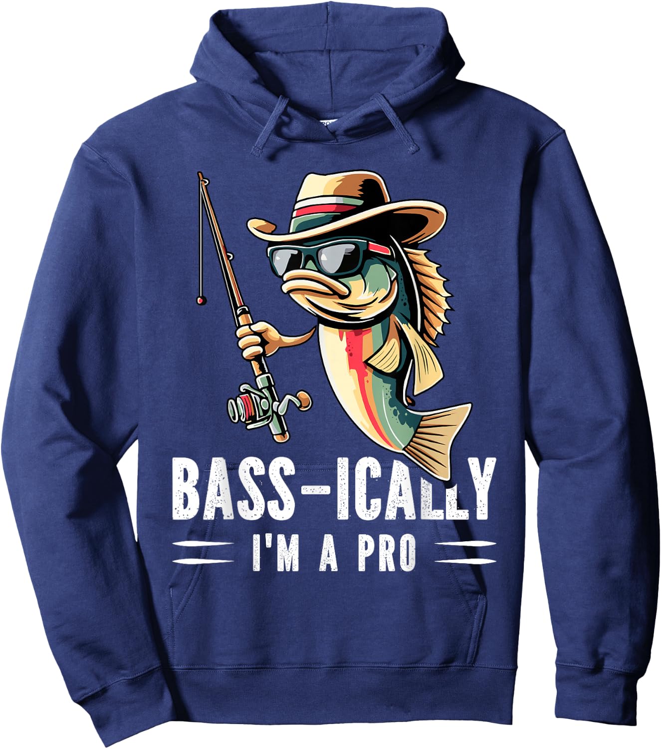 Bass-ically, I'm a Pro Bass Fishing Apparel Kids Hoodie - Hoodie | Navy