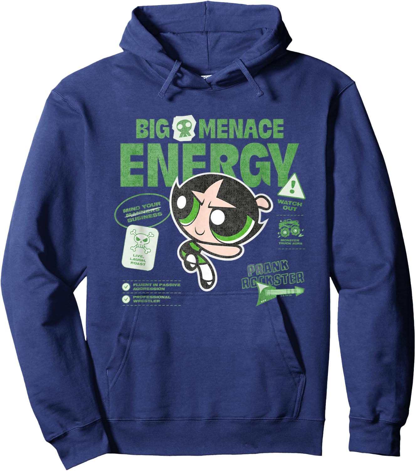 The Powerpuff Girls Buttercup Big Menace Energy Watch Out! Hoodie - Hoodie | Navy