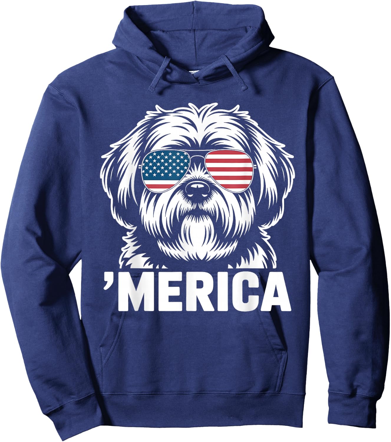 Patriotic USA American Flag 4th of July Lhasa Apso Hoodie - Hoodie | Navy