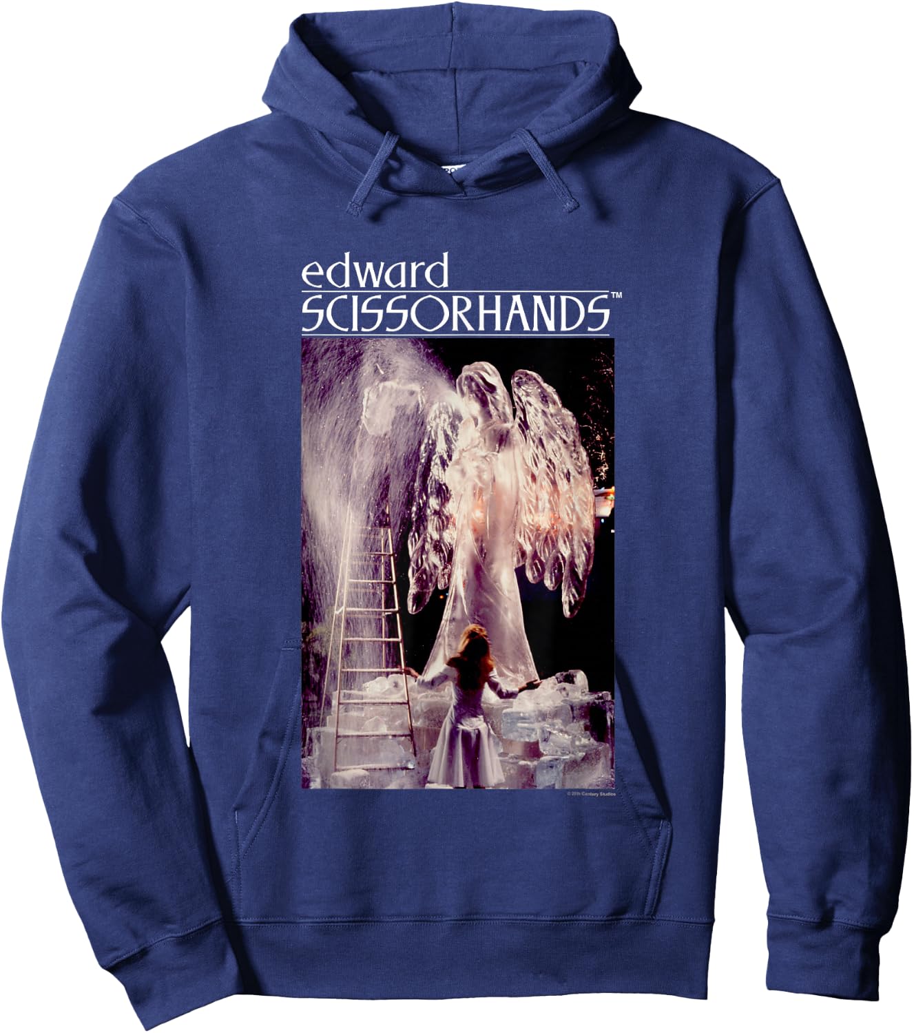 Edward Scissorhands Iconic Ice Sculpture Retro Chest Poster Hoodie - Hoodie | Navy