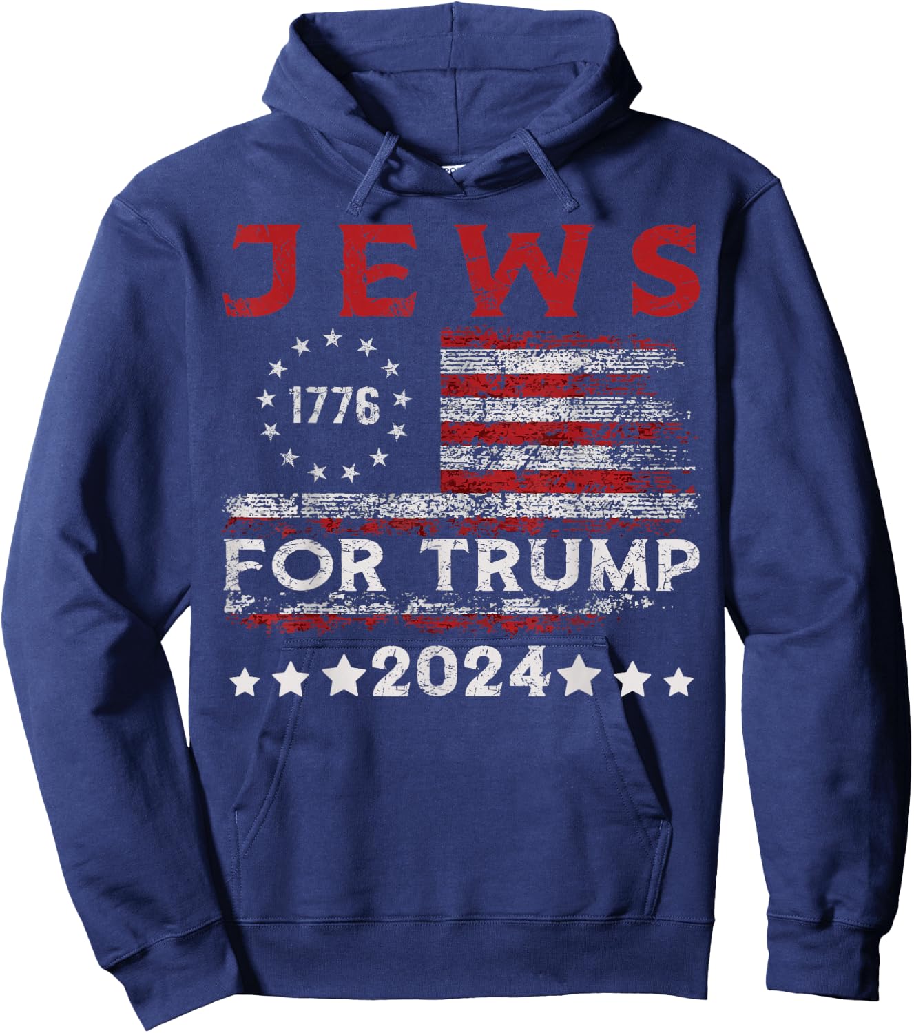 Jews For Trump 2024 American Flag Jew Support Trump Men Hoodie - Hoodie | Navy