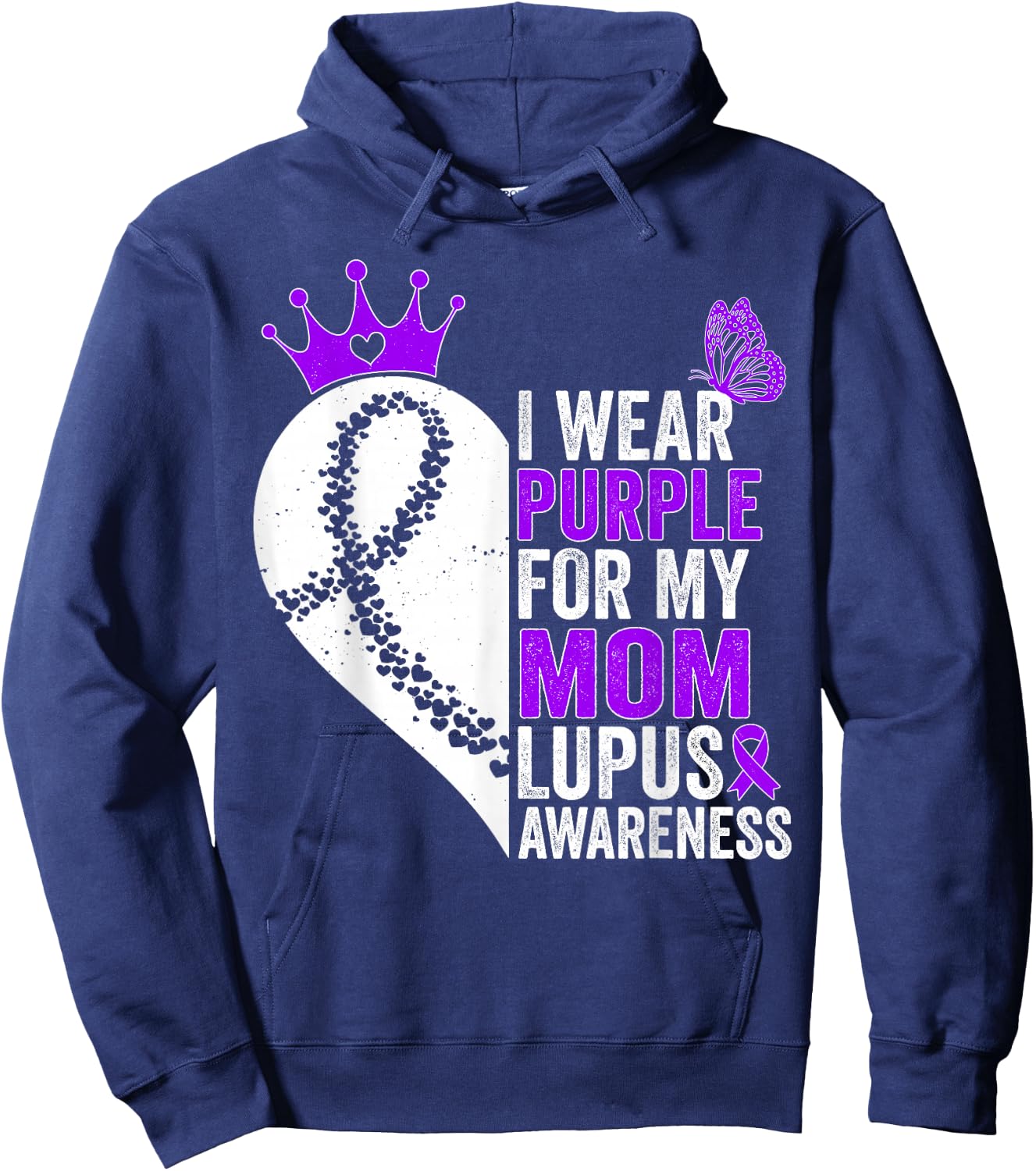 I Wear Purple for my Mom Lupus Awareness Hoodie - Hoodie | Navy