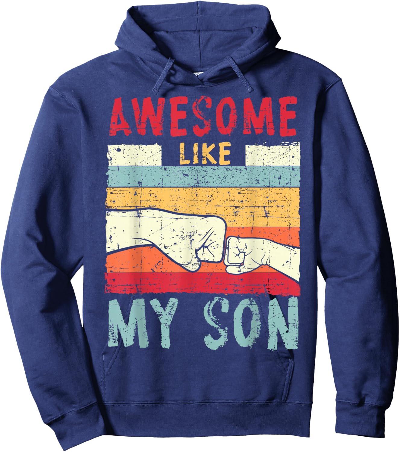 Awesome Like My Son Father's Day Daddy Dad Vintage Retro Hoodie - Hoodie | Navy