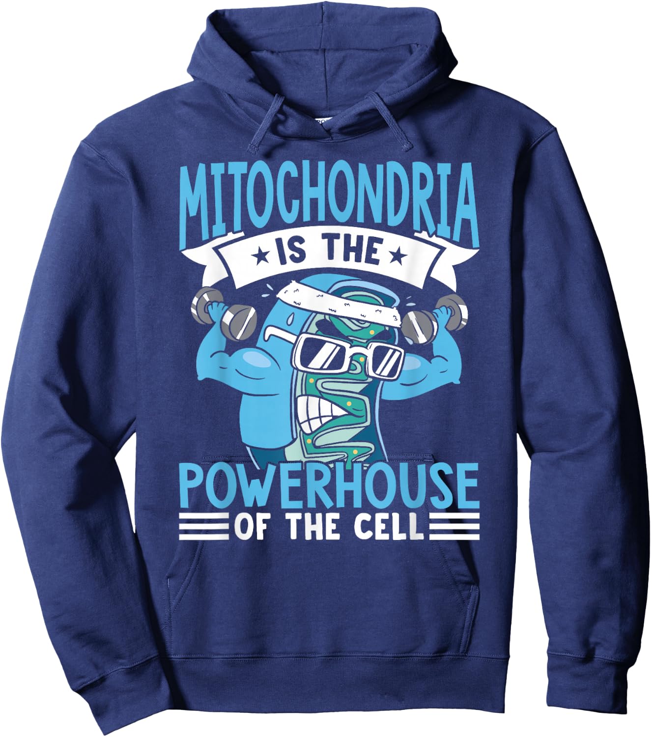 Mitochondria is the Powerhouse of the Cell , Small, Black Hoodie - Hoodie | Navy