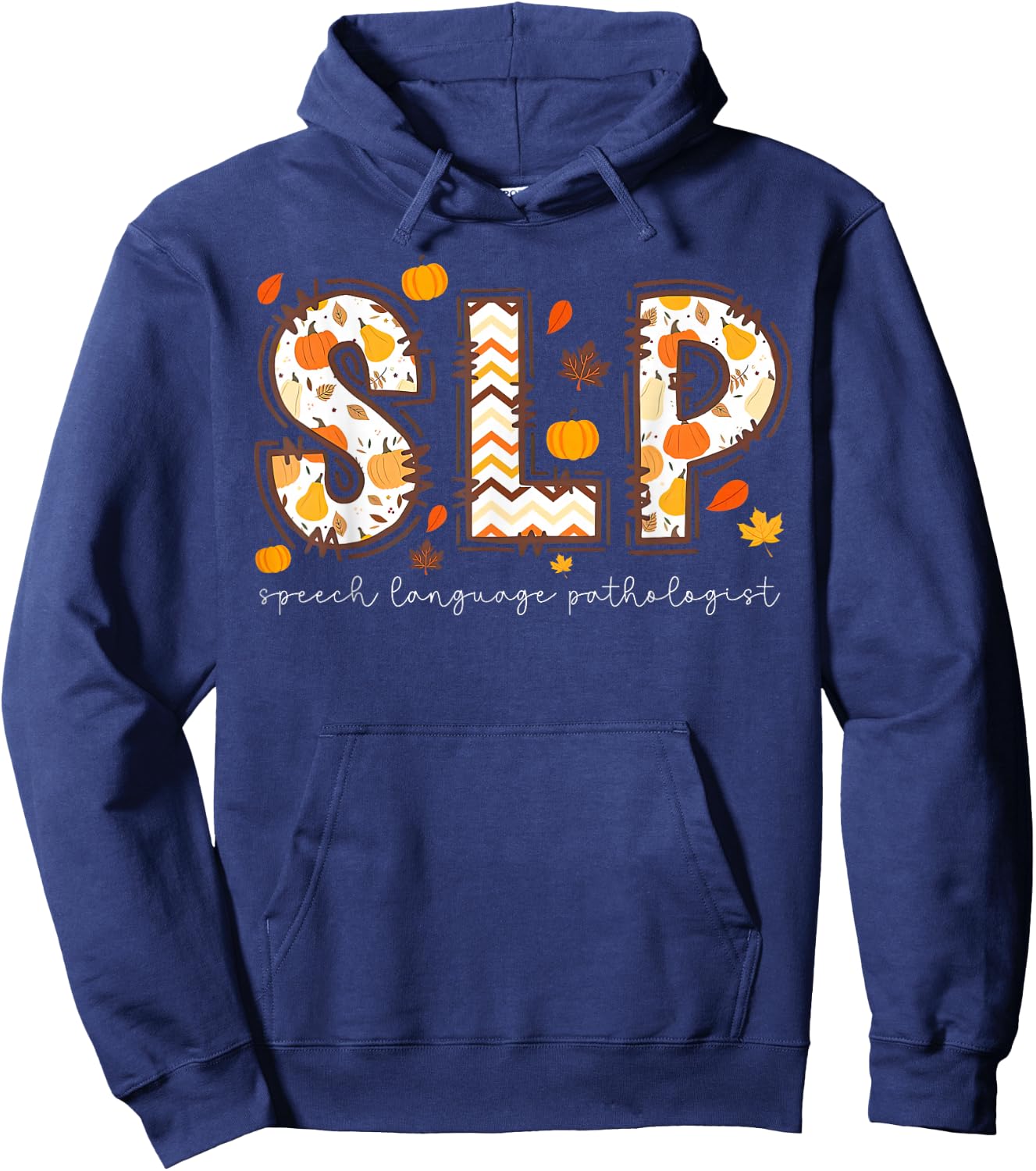 Retro Slp Speech Language Pathologist Pumpkin Fall Autumn Hoodie - Hoodie | Navy